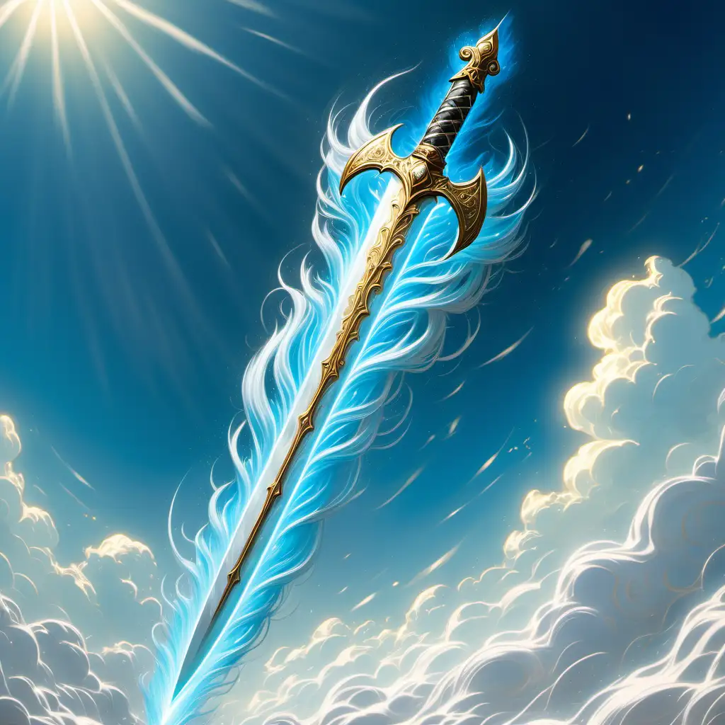 Radiant Alabaster Sword in Vivid Blue Sky