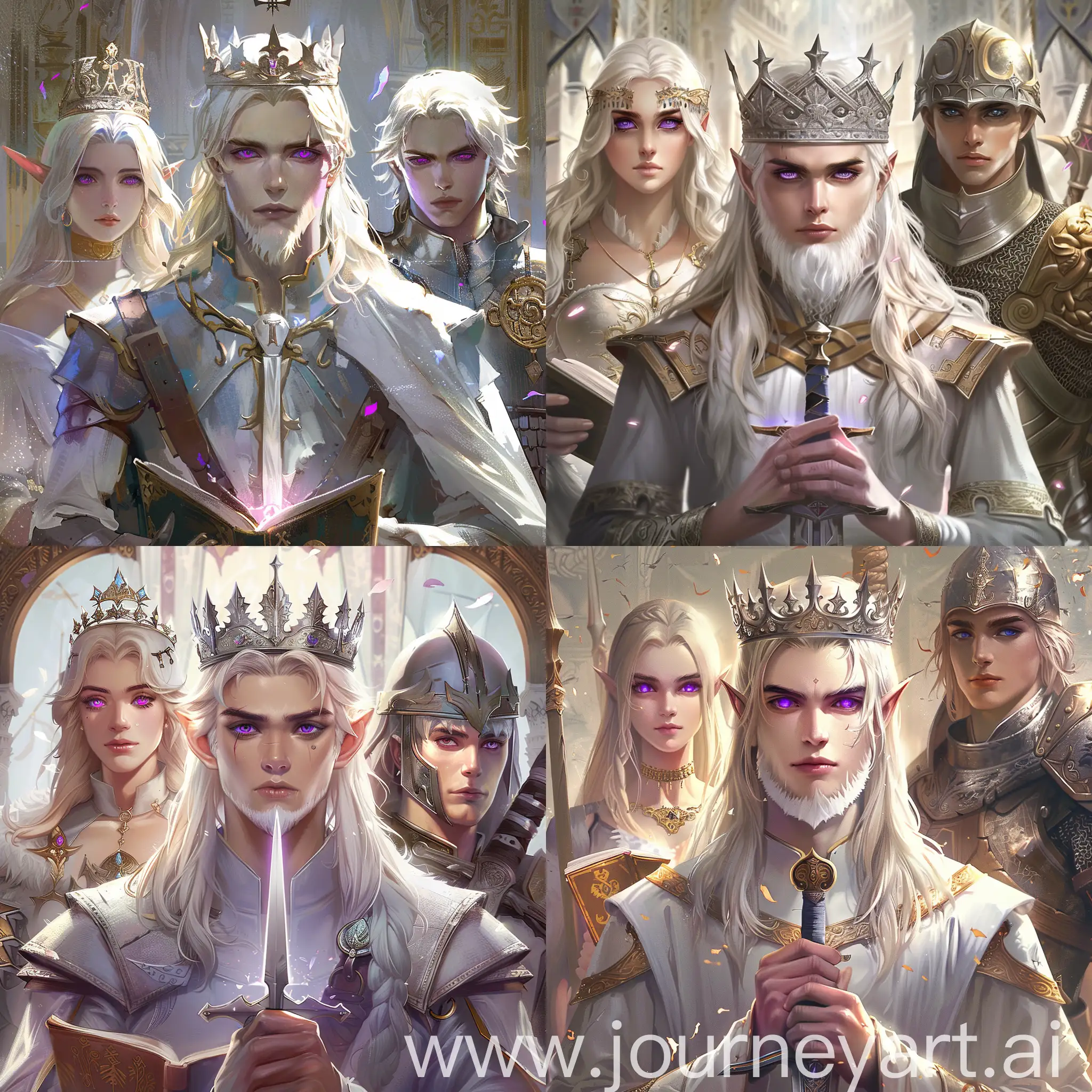 Medieval-Fantasy-Characters-Young-King-Elegant-Princess-and-Noble-Warrior-with-Sword-and-Shield