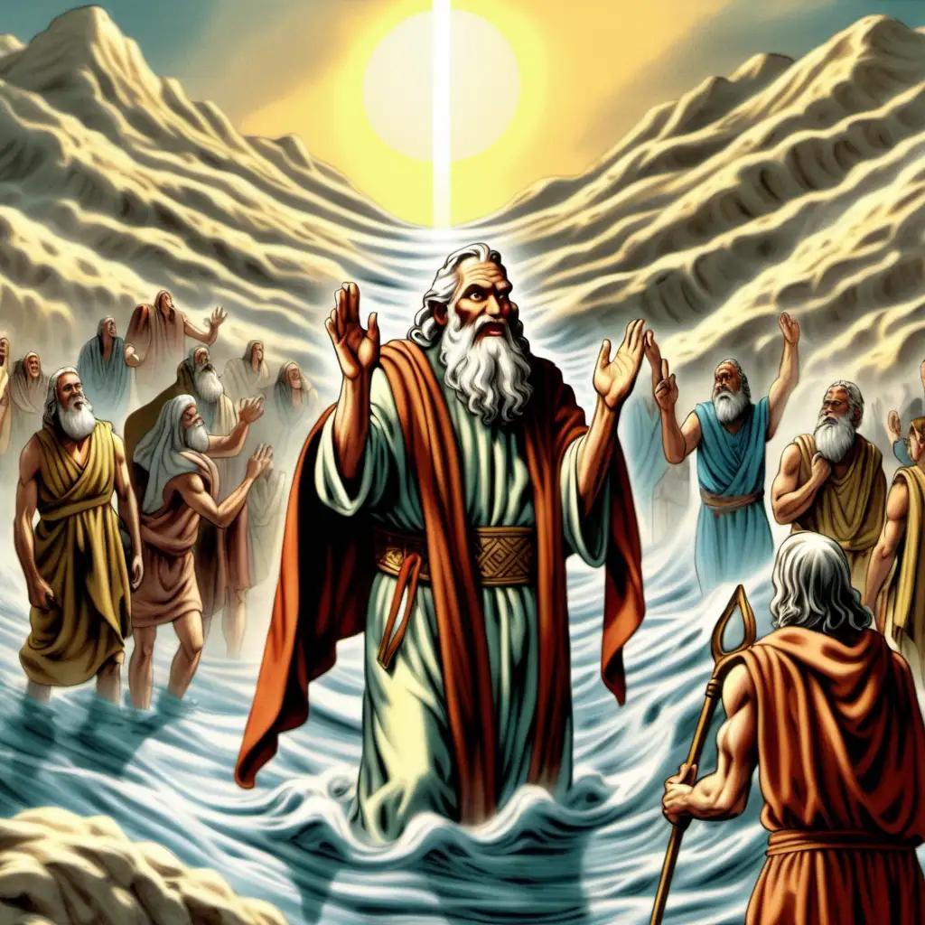 Biblical Narrative Moses Leading the Israelites through the Red Sea