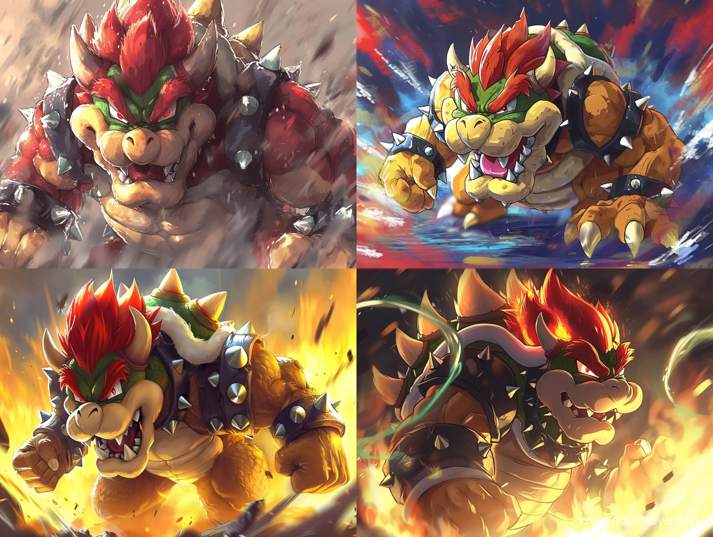 Bowser in the art style of Dragonball super