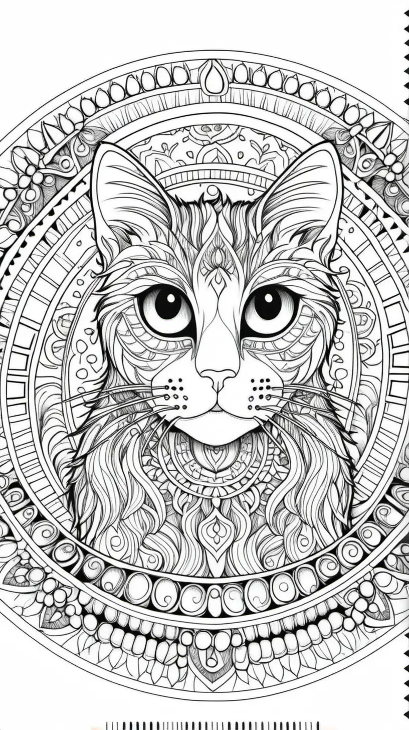 Mandala Cat Coloring Page for Relaxation and Creativity