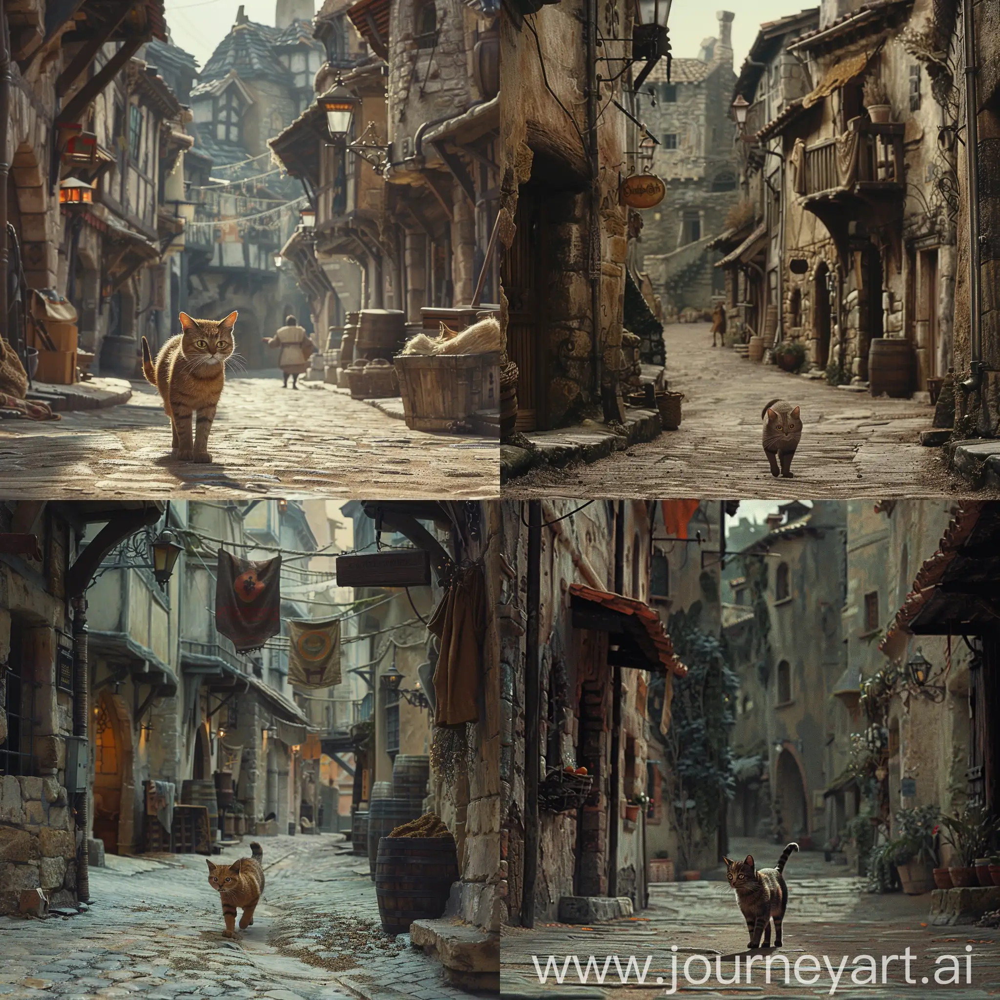 Medieval-Street-Scene-with-Cat-Studio-Ghibli-Inspired-Art