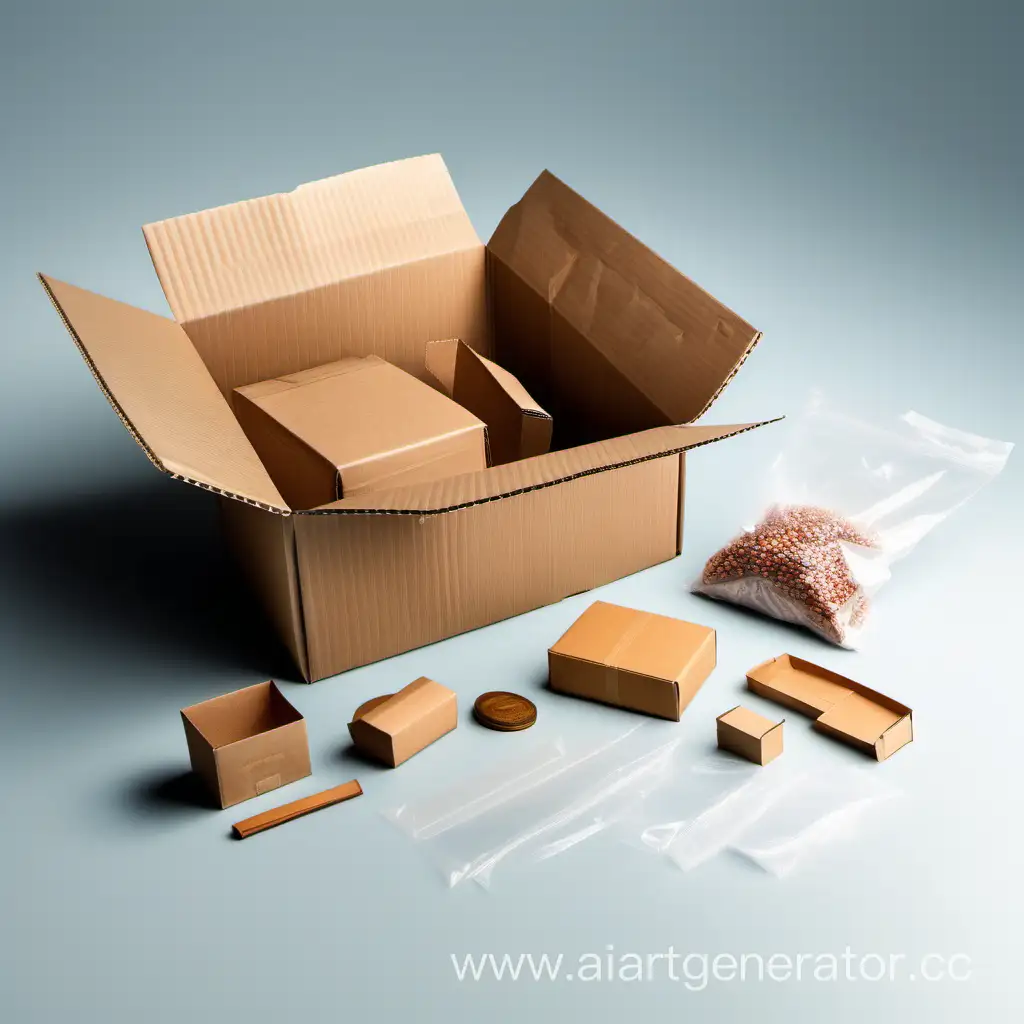 Assorted-Goods-Protruding-from-Marketplace-Packaging-on-White-Background