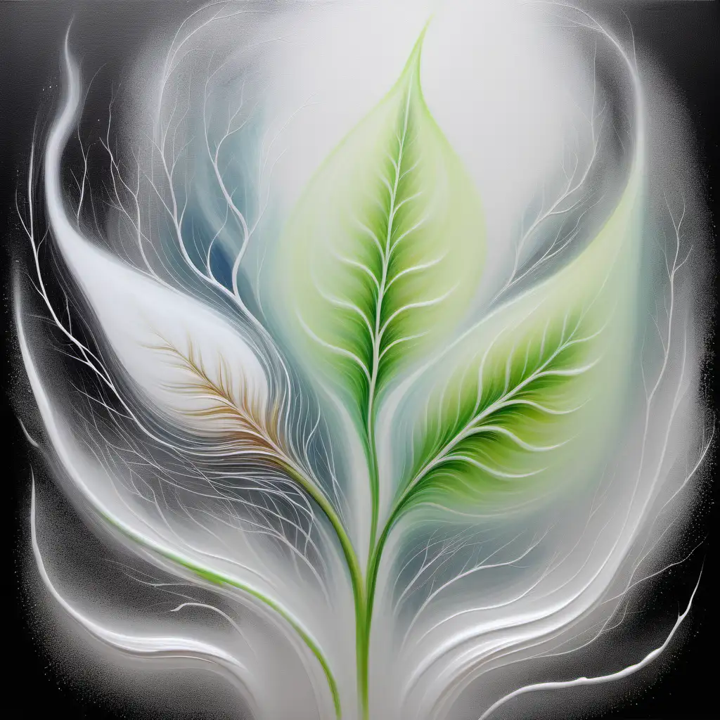 Arty painting ethereal spirit seed sprouting a leaf paint pastel and white colours 