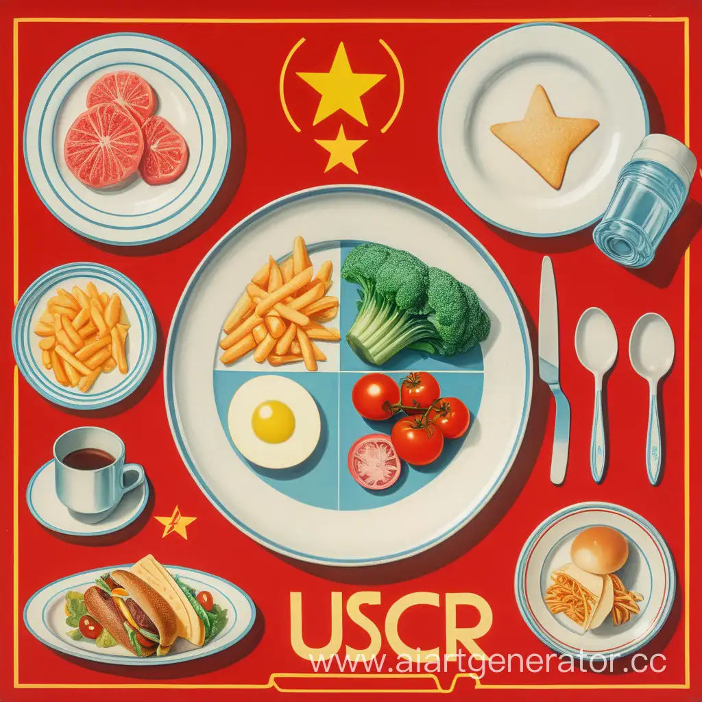 Nutritious-Meal-Displayed-in-Soviet-Poster-Style