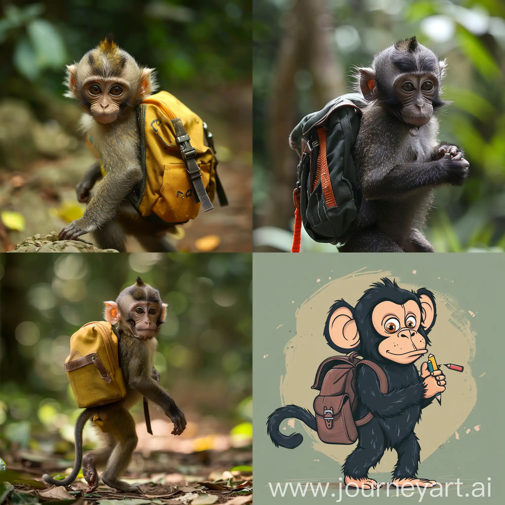 monkey goes to school