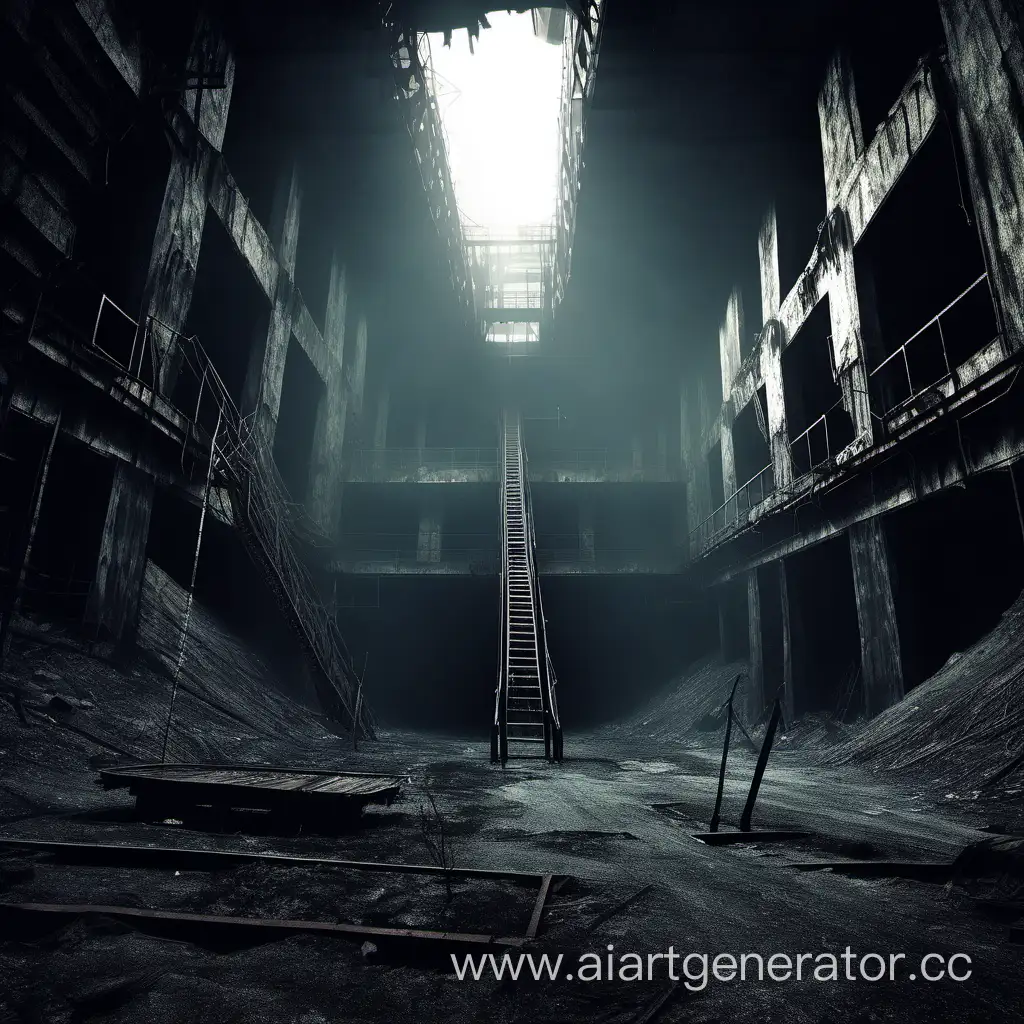 a huge abandoned mine, dark fantasy horror
