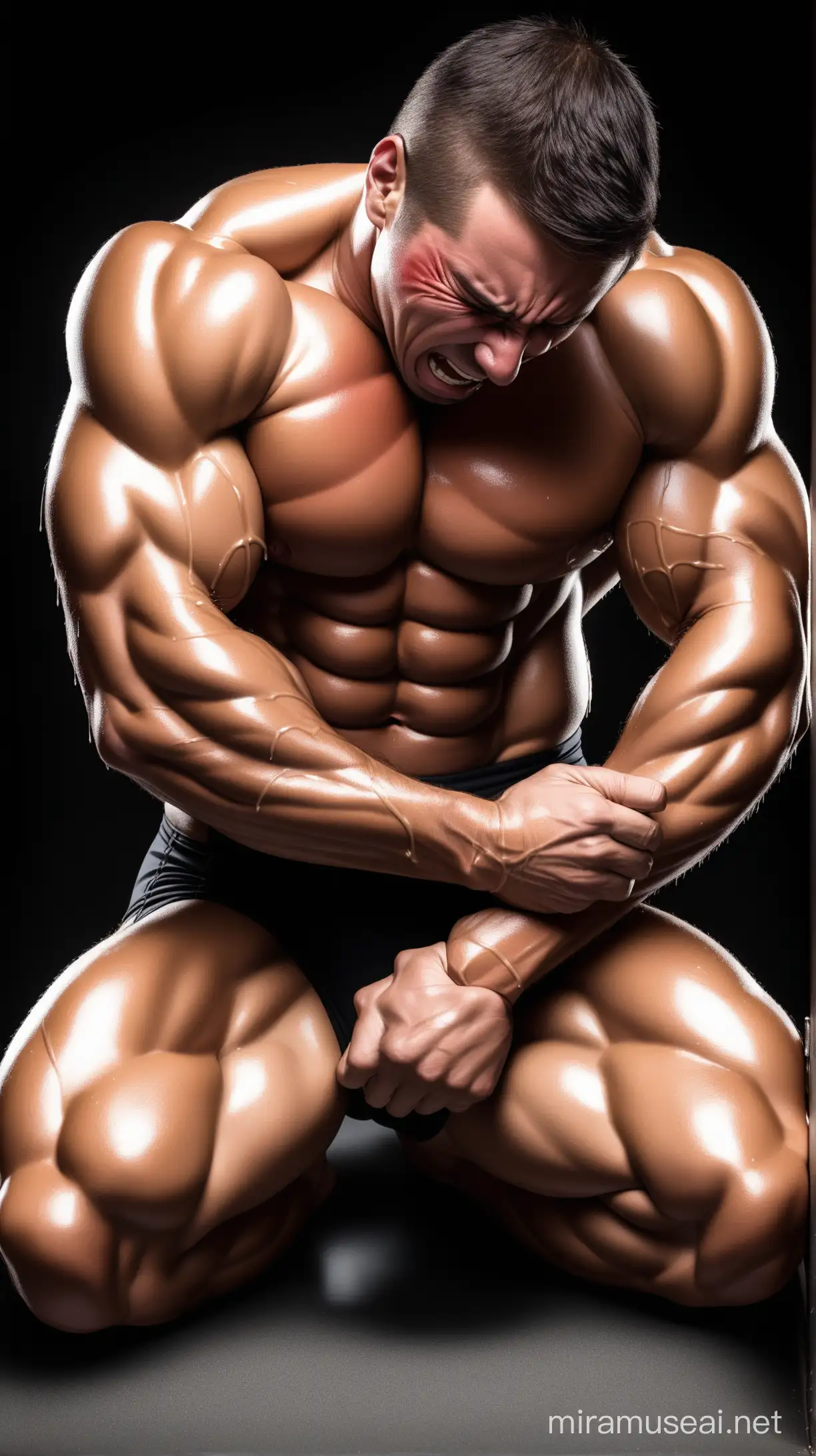 Muscular Man Experiencing PostWorkout Discomfort