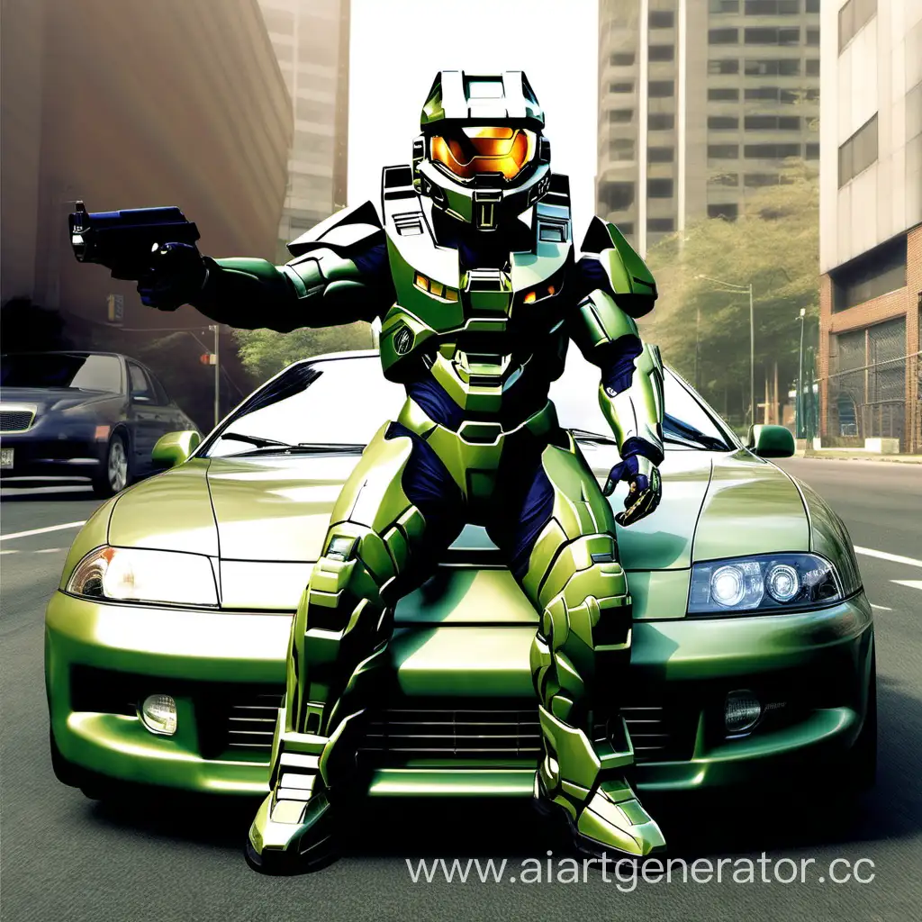 Master chief on a jdm car for ps1 