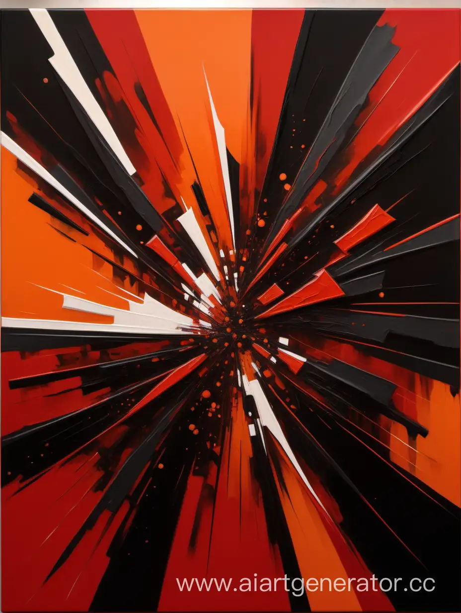 картина в стиле абстрактная композиция в красных, оранжевых и черных цветах