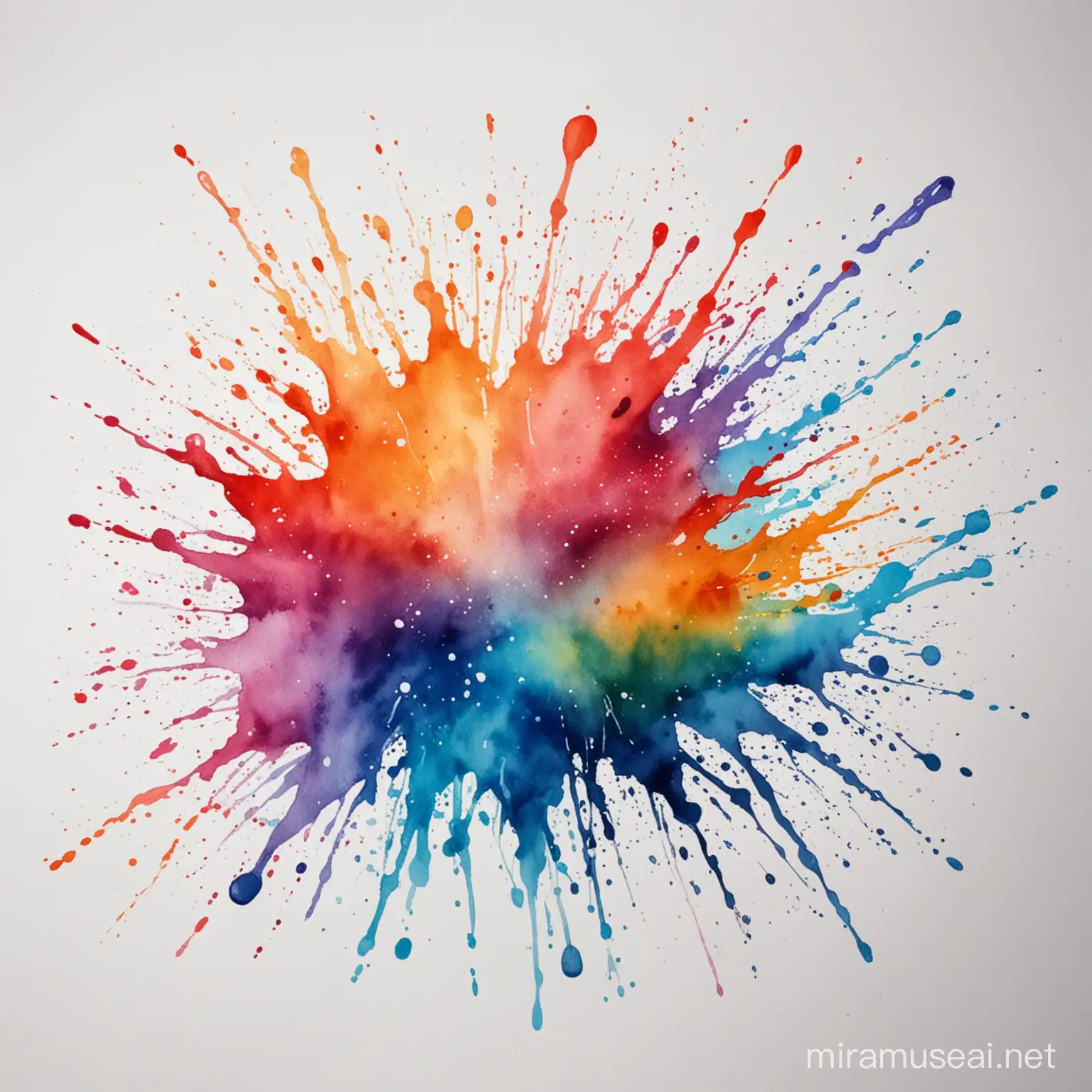 Vibrant Watercolor Painting Splashes Abstract Artwork with Colorful Blotches
