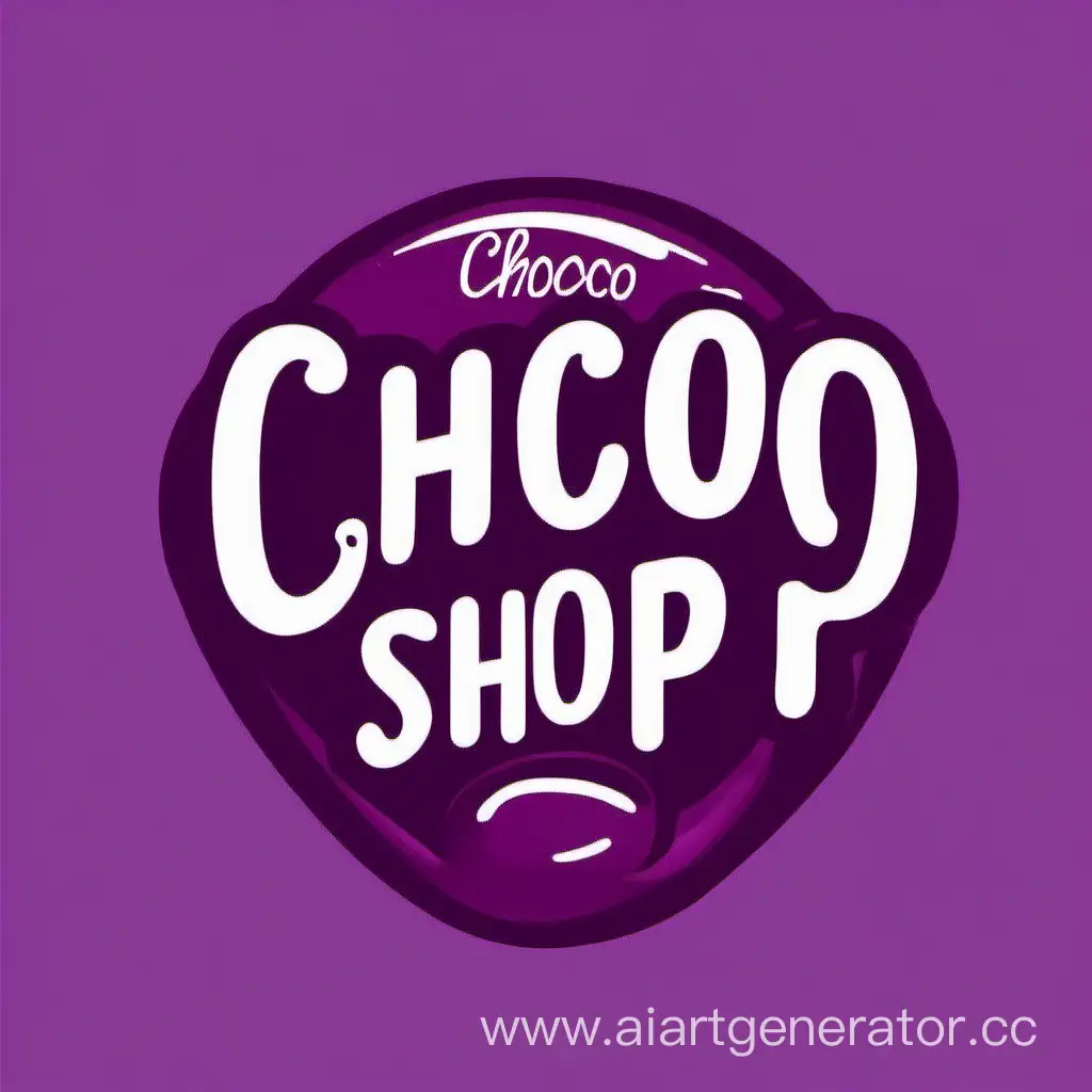 Логотип для магазина с названием Choco Shop в фиолетовом стиле