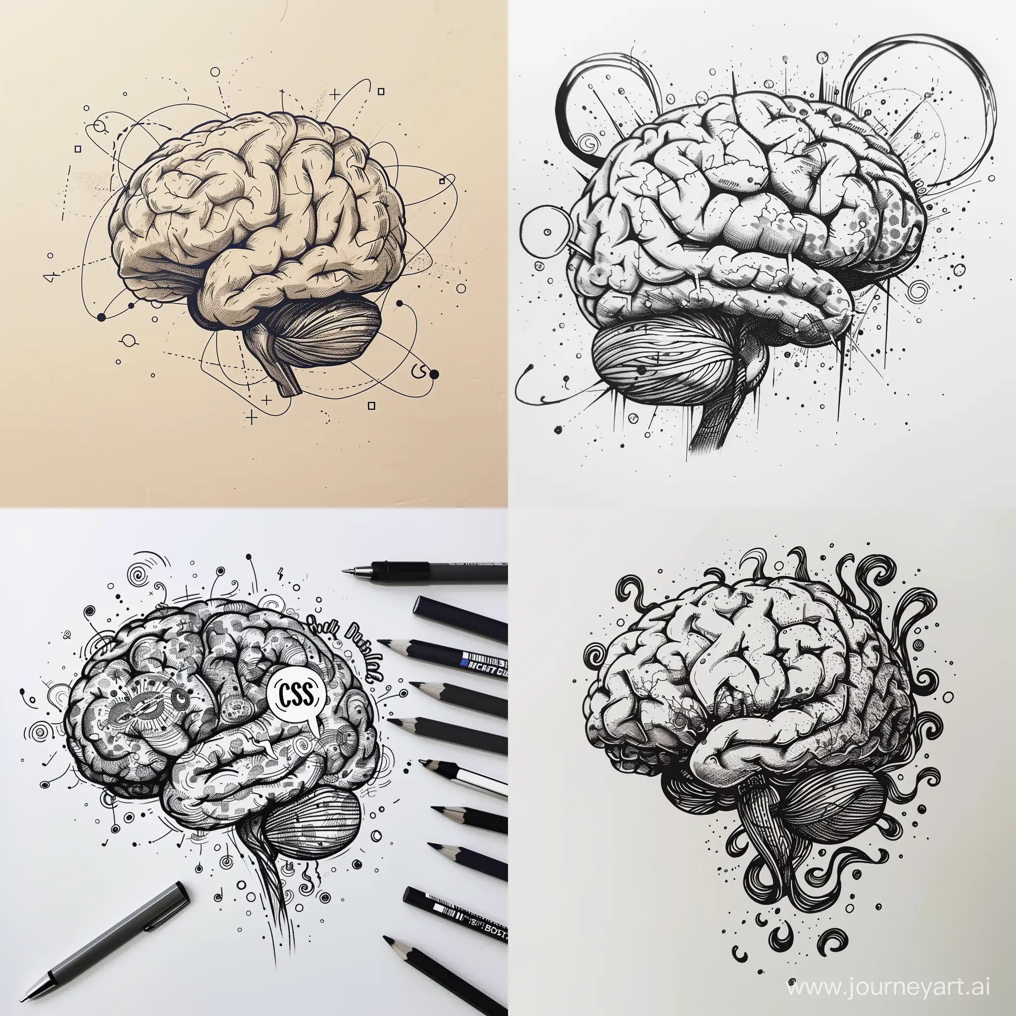 Brain doodle with CS concept