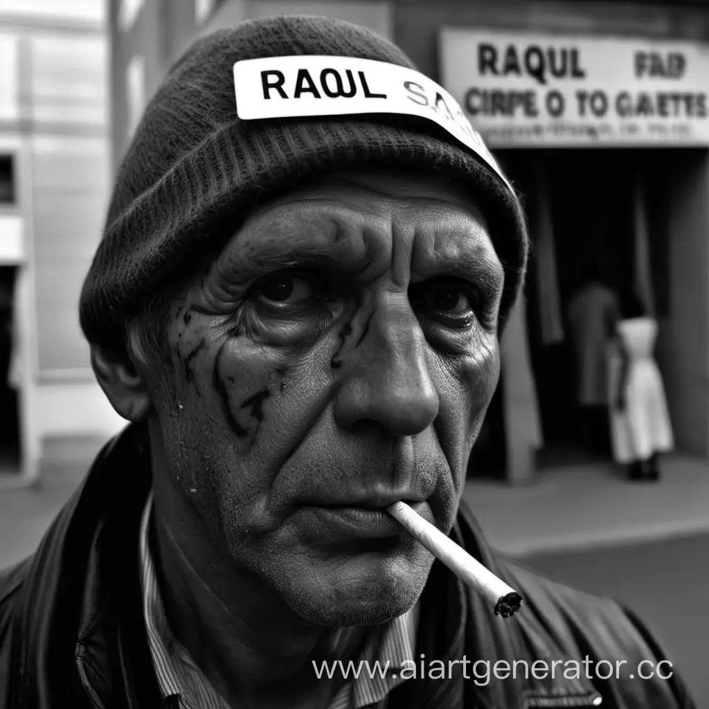 хач с надписью на голове рауль хочет агрессивно продать сигареты нуждающимся людям