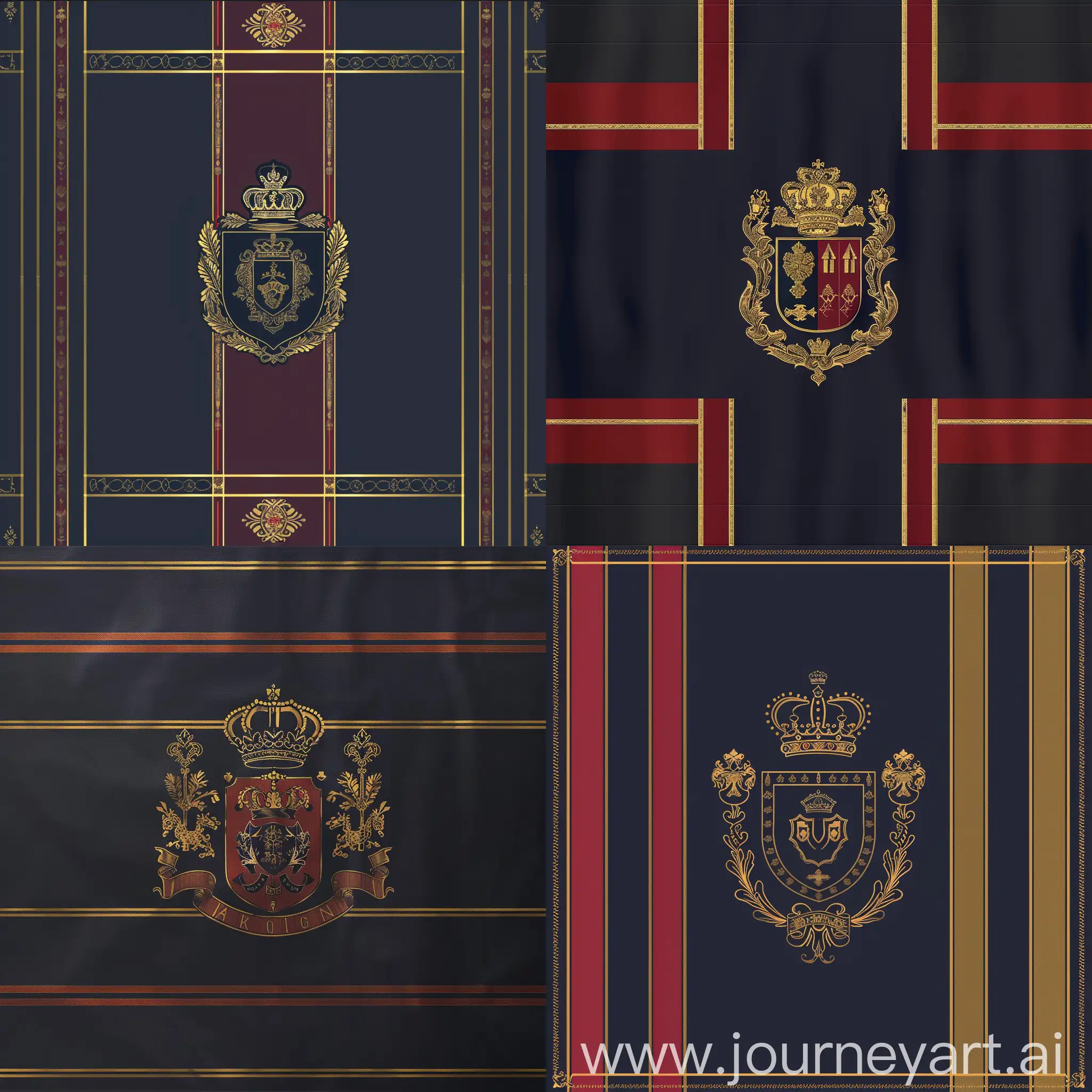 Royal-Flag-with-Golden-Crown-and-Coat-of-Arms-on-Dark-Blue-Background