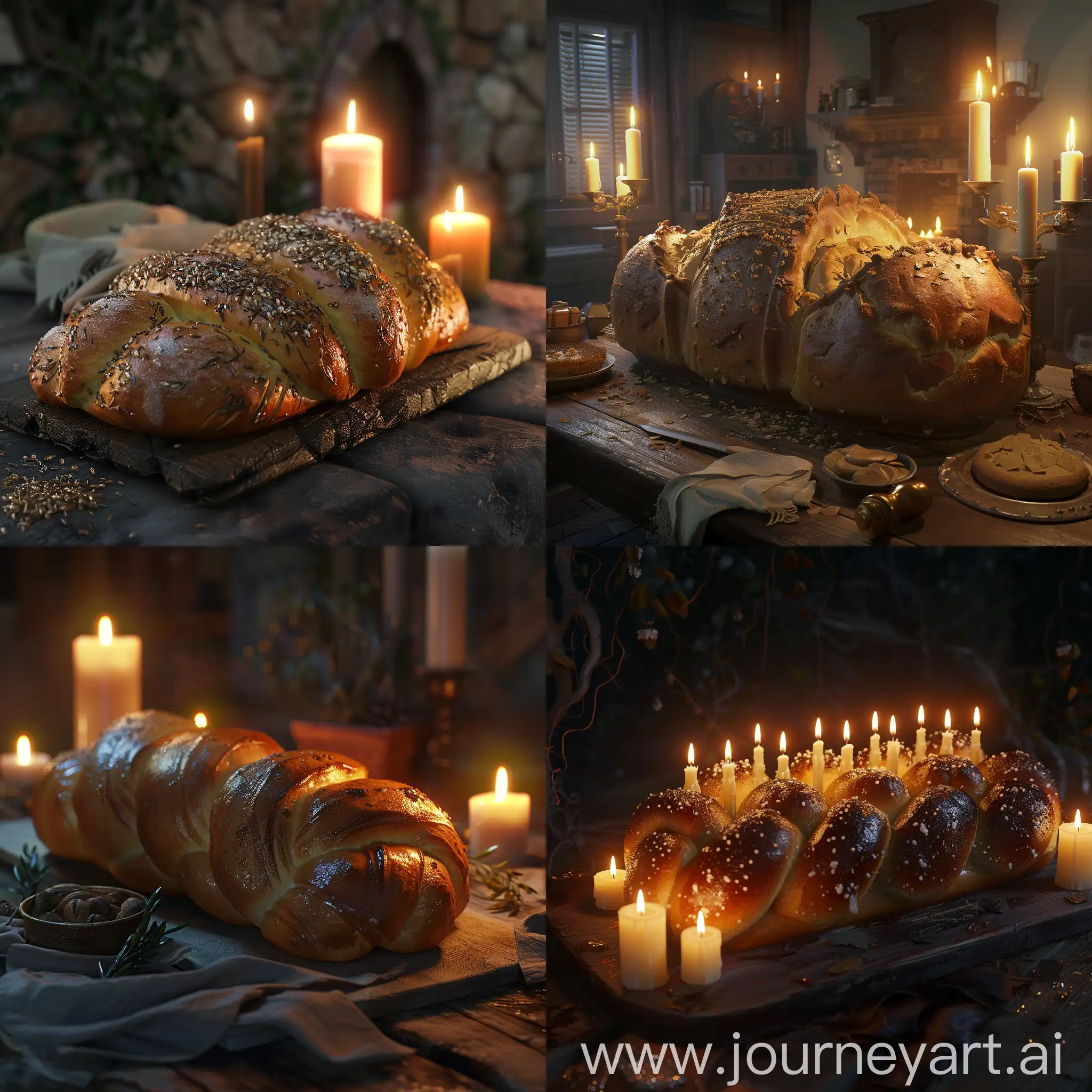 Big bread with candles :: 3D animation