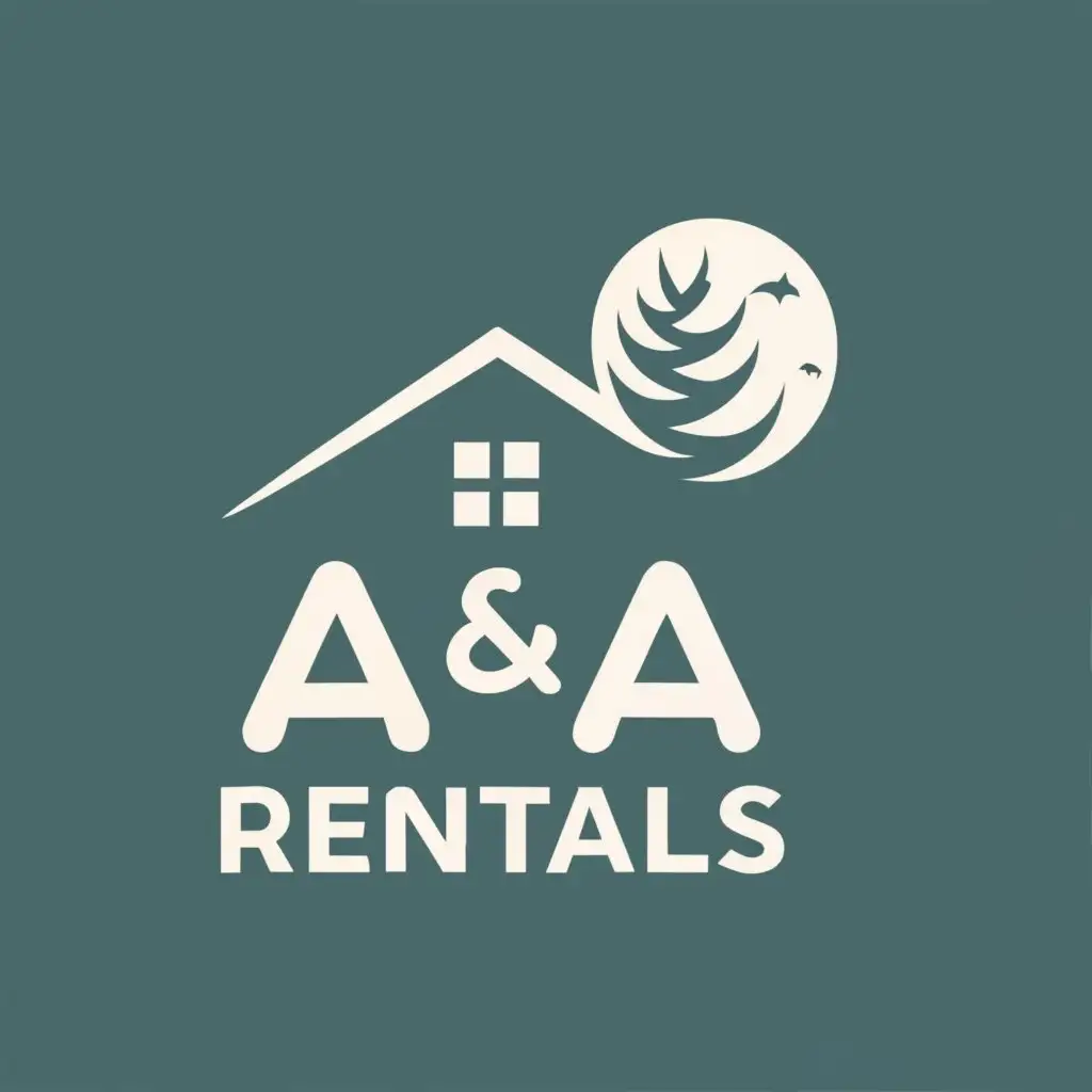 logo, house and tree, with the text "A&A Rentals", typography, be used in Real Estate industry
