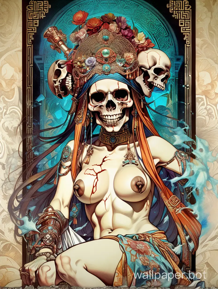 Paranormal-Skull-Odalisque-in-Chaotic-Chinese-Poster-Ambiance