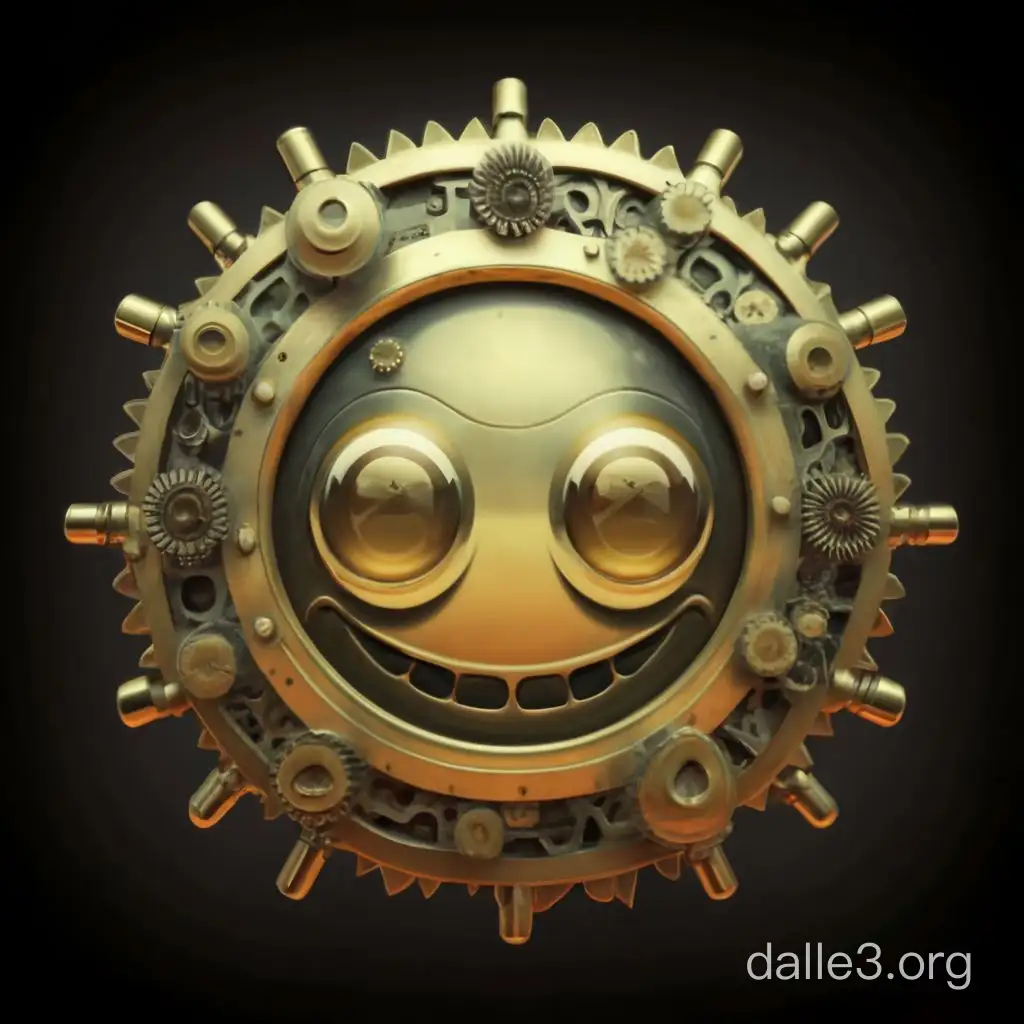 Golden smiley in steampunk style