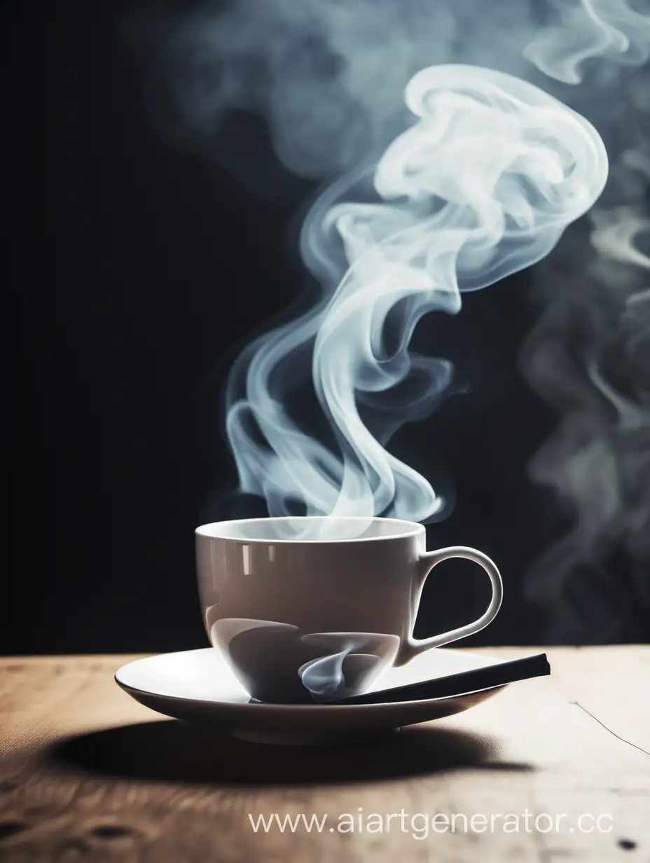 Чашка кофе, дым, современный дизайн