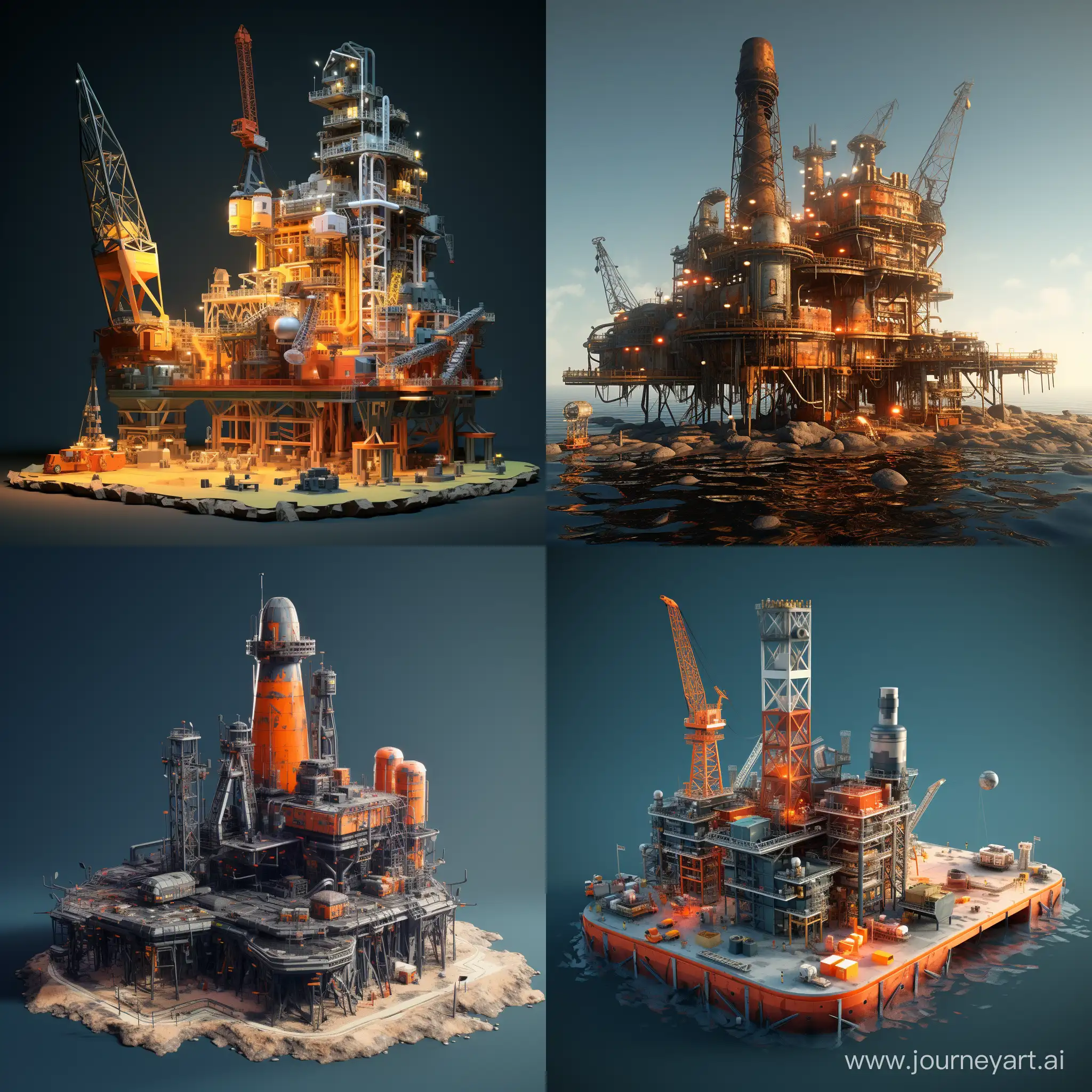 create a picture of an oil rig with a small modular nuclear reactor