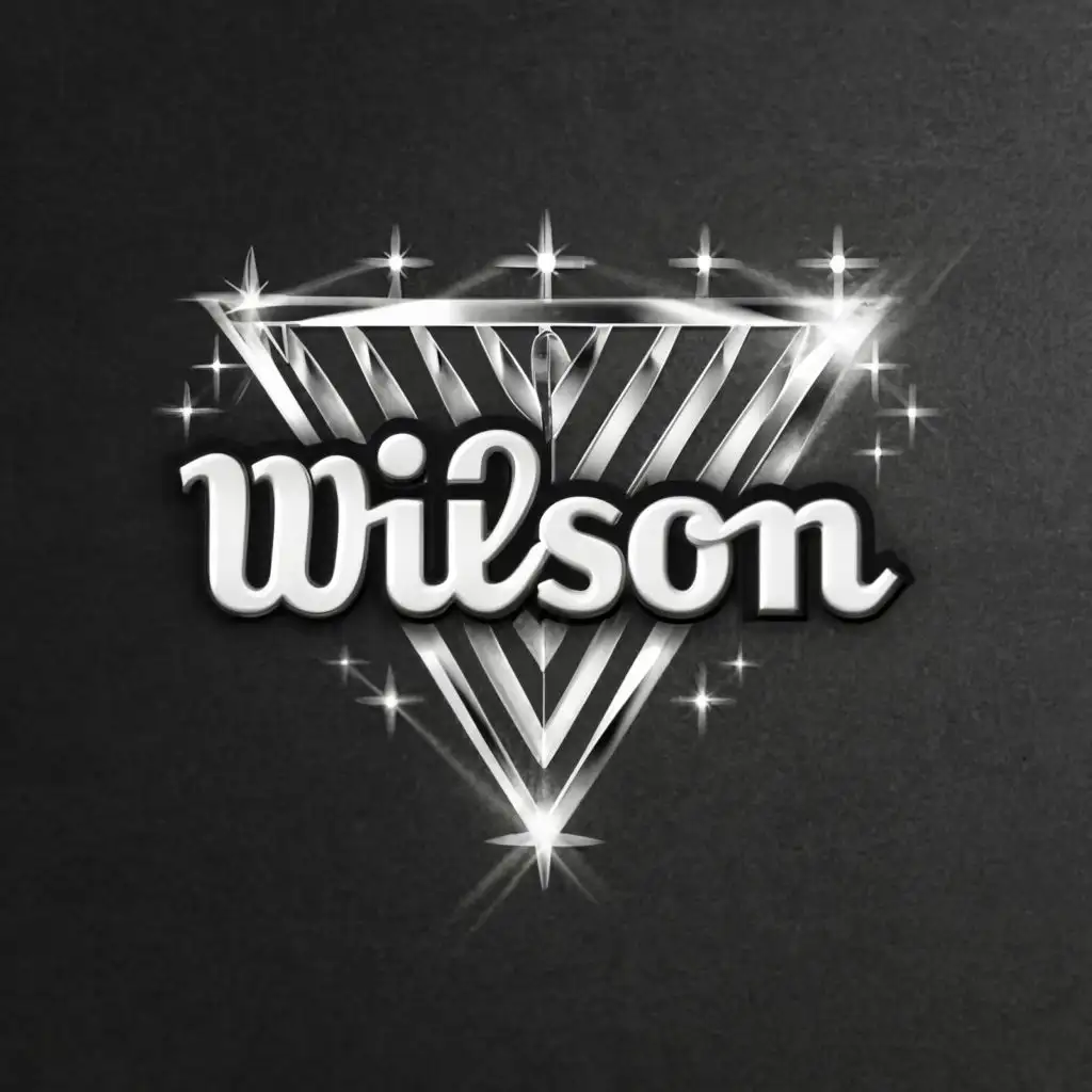 LOGO-Design-for-Wilson-Bold-White-Blade-Font-in-a-Shiny-Diamond-with-Sparkles-on-a-Moderate-Clear-Background