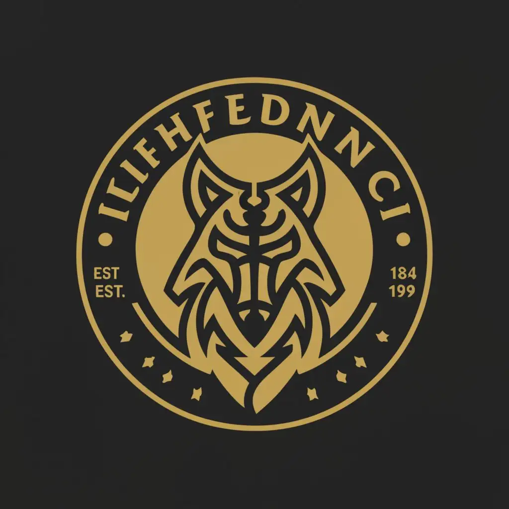 a logo design,with the text "Ulfhednar  V.F.C", main symbol:abstract viking wolf-headed warrior,  surrounded by authentic viking motifs, runes, weapons,Moderate,clear background