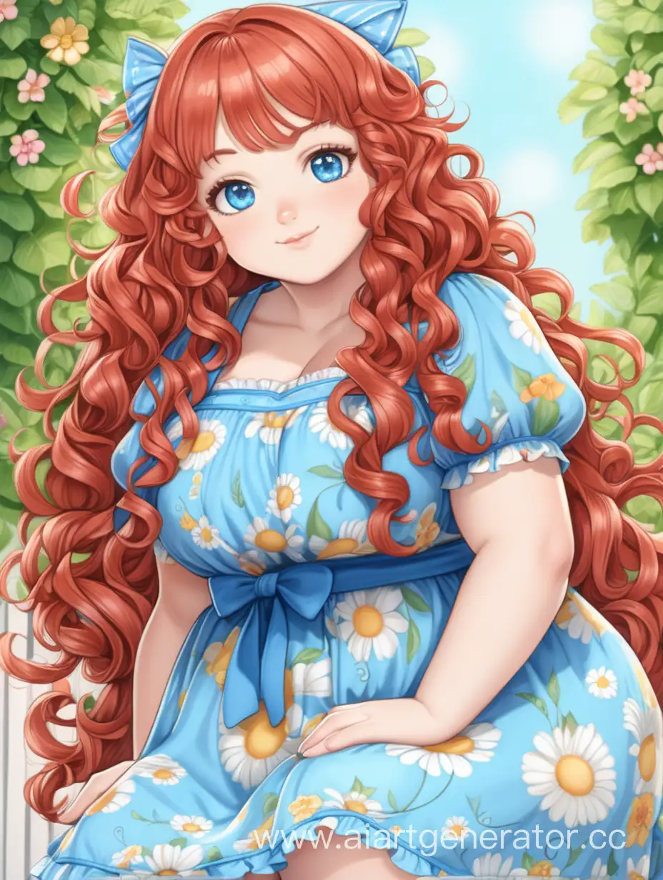 Adorable-Curly-RedHaired-Woman-in-Playful-Kawaii-Sundress