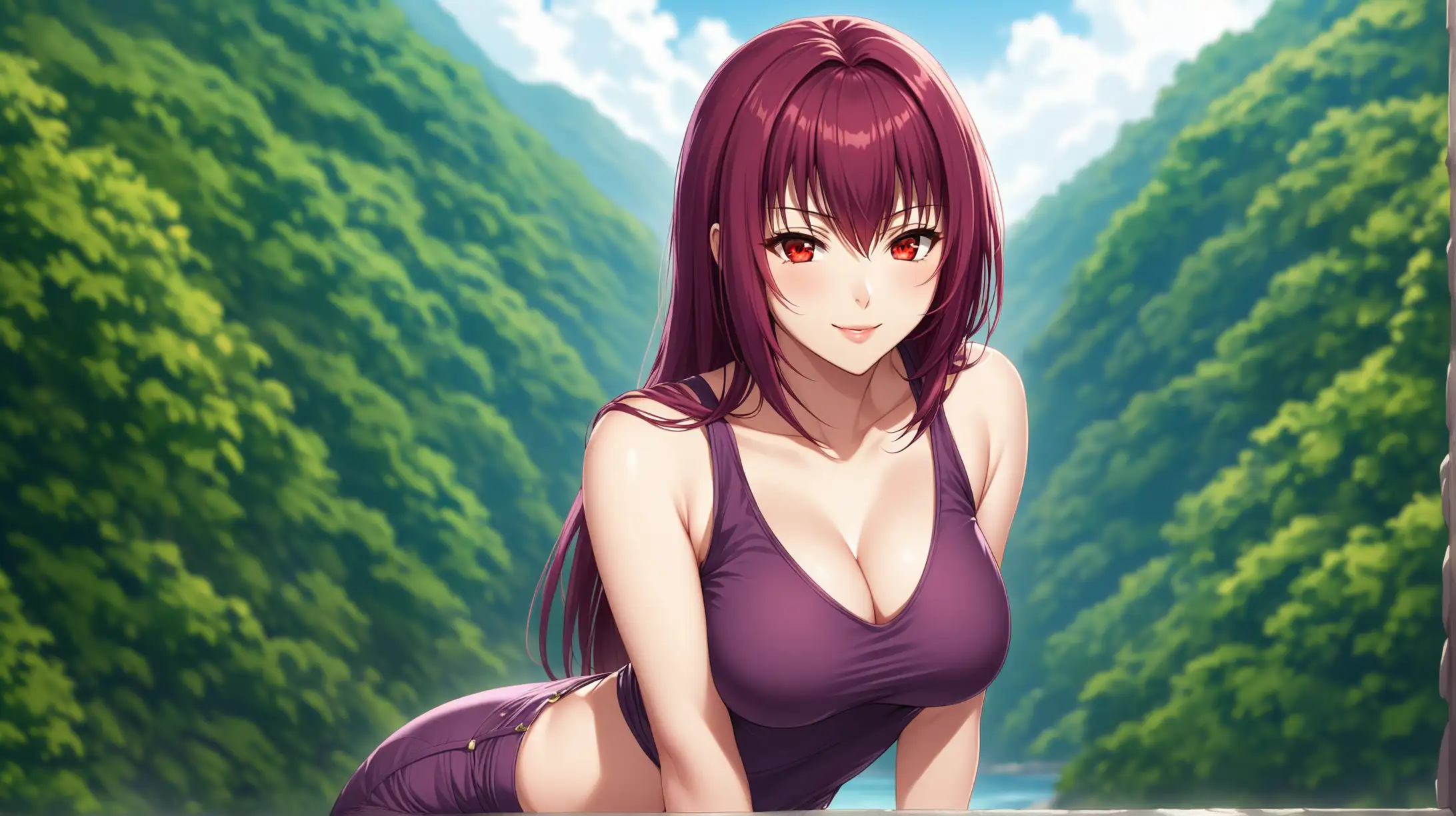 Seductive Scathach Outdoors Enigmatic Beauty in Natural Light