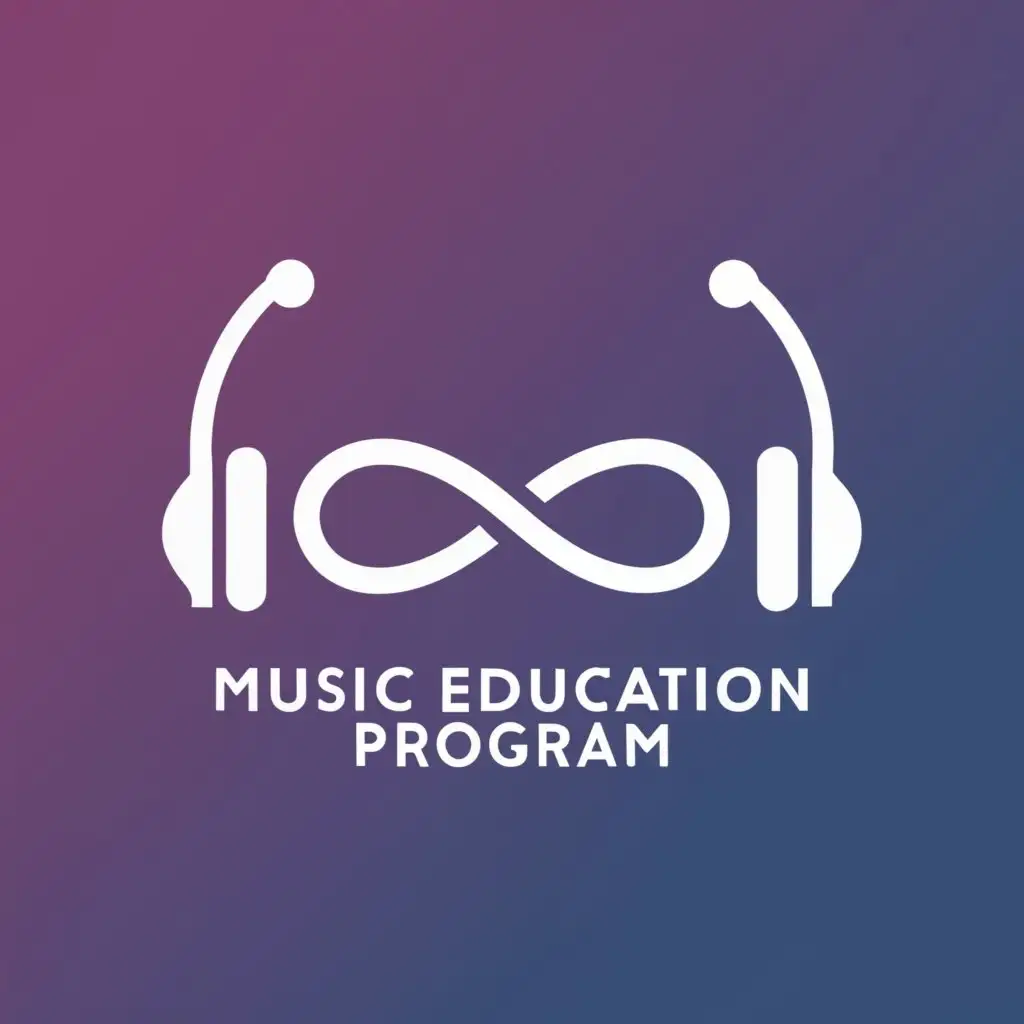 logo, Infinity Symbol with a pair of Headphones, with the text "Music Education Program", typography, be used in Nonprofit industry
