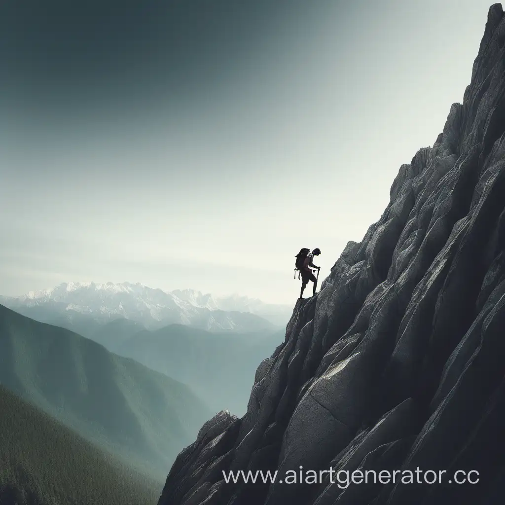 a man climbs a mountain
