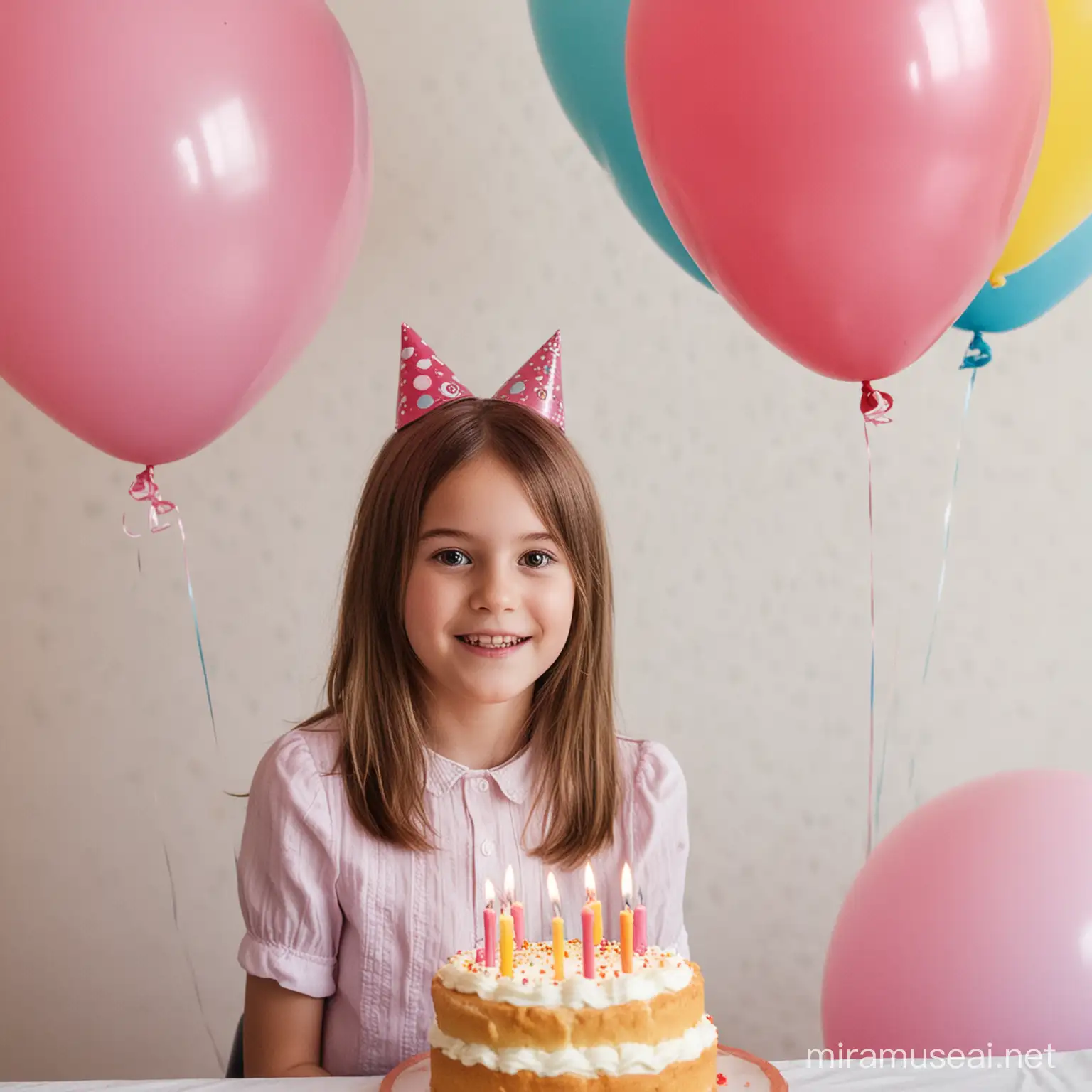 Girl Celebrating Birthday with Cake and Balloons Canon 750D Photo