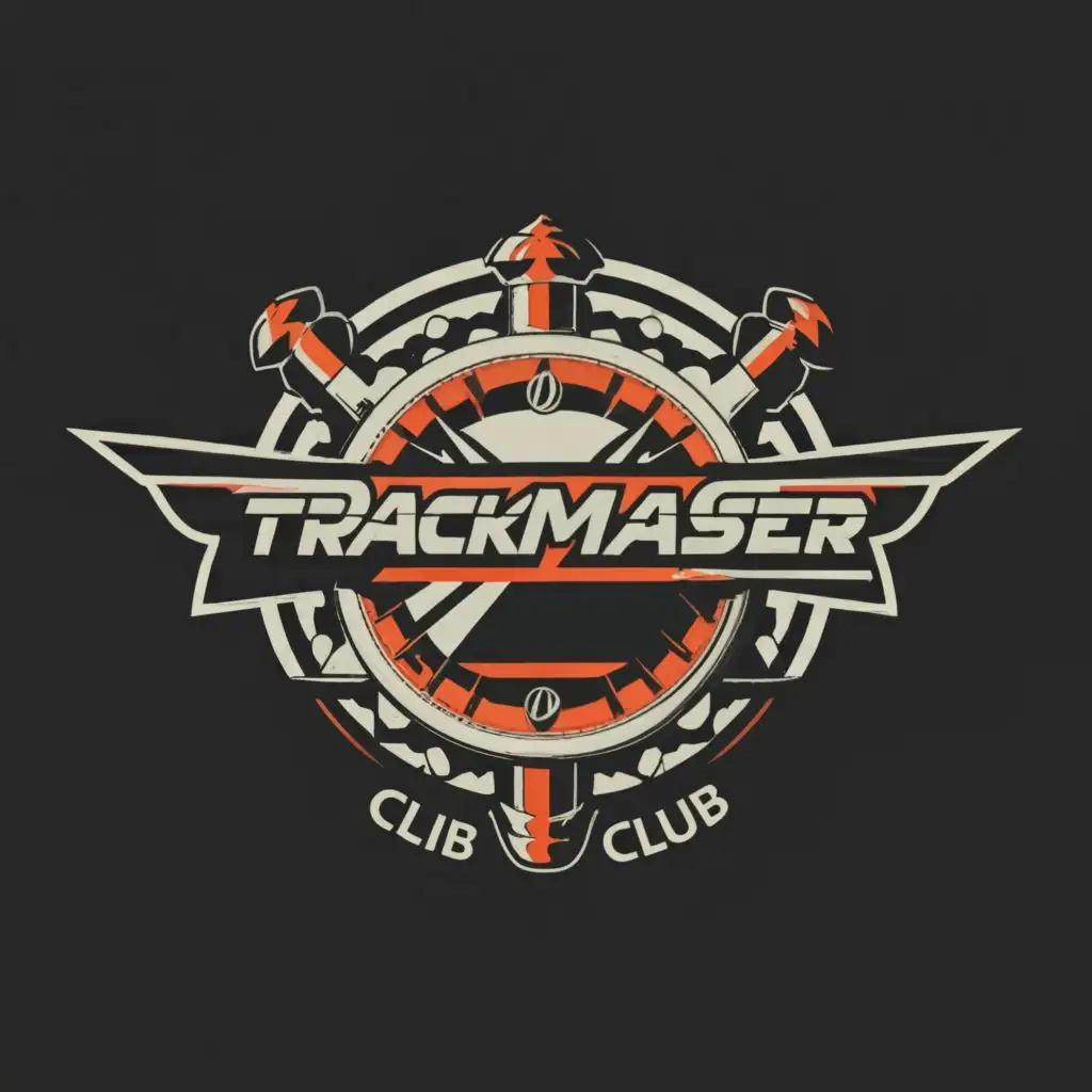 a logo design,with the text "TrackMaster", main symbol:a racing car in combination with some sort of clock. The club aspect should be in it too.,Moderate,be used in Entertainment industry,clear background