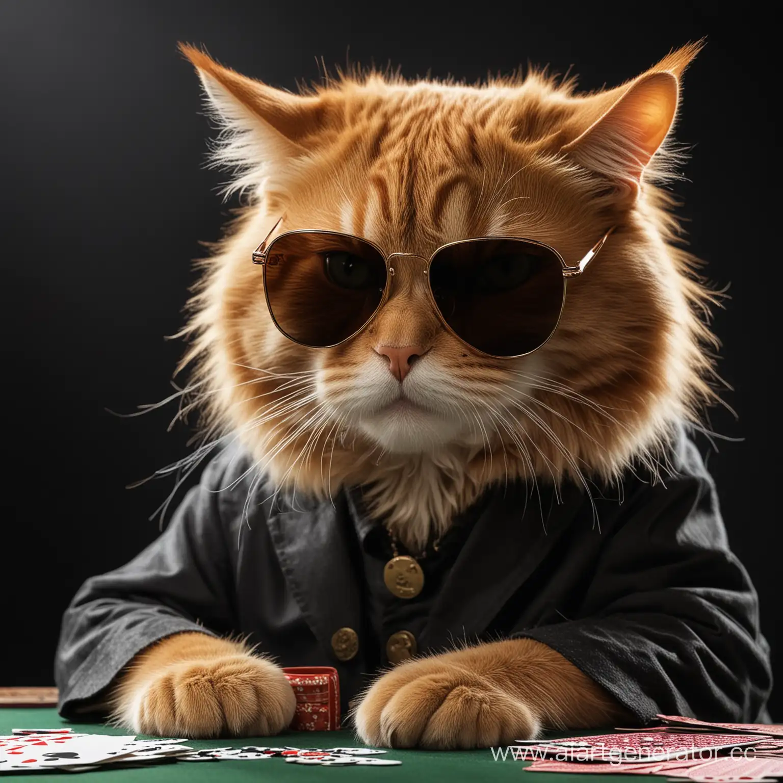 Cool-Ginger-Cat-Playing-Poker-in-Sunglasses