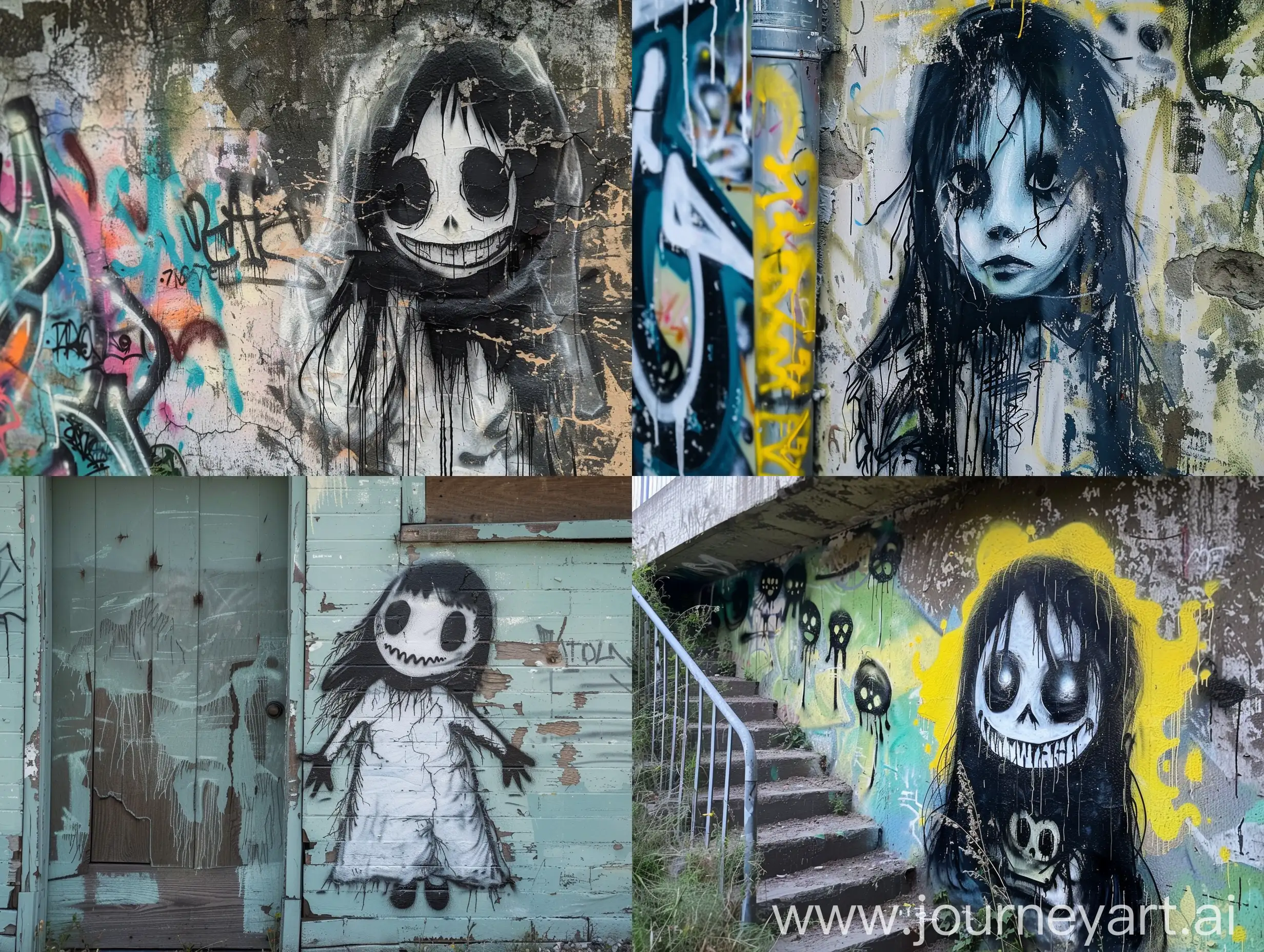 Graffiti depicting a creepy ghost girl

