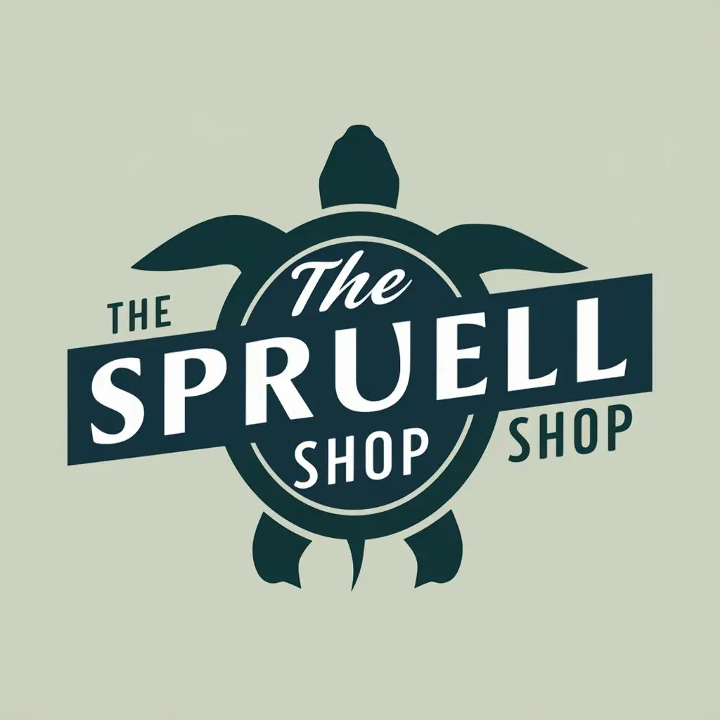 logo, turtle, with the text "The Spruell Shop", typography, be used in Retail industry