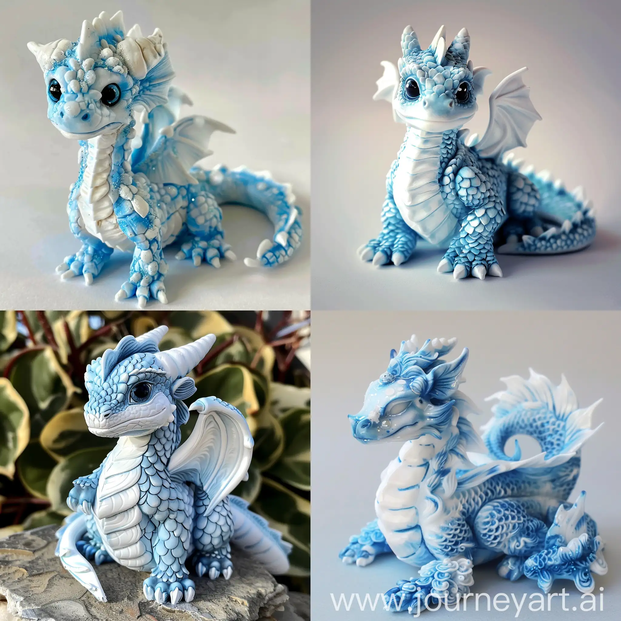 small ice blue and white dragon