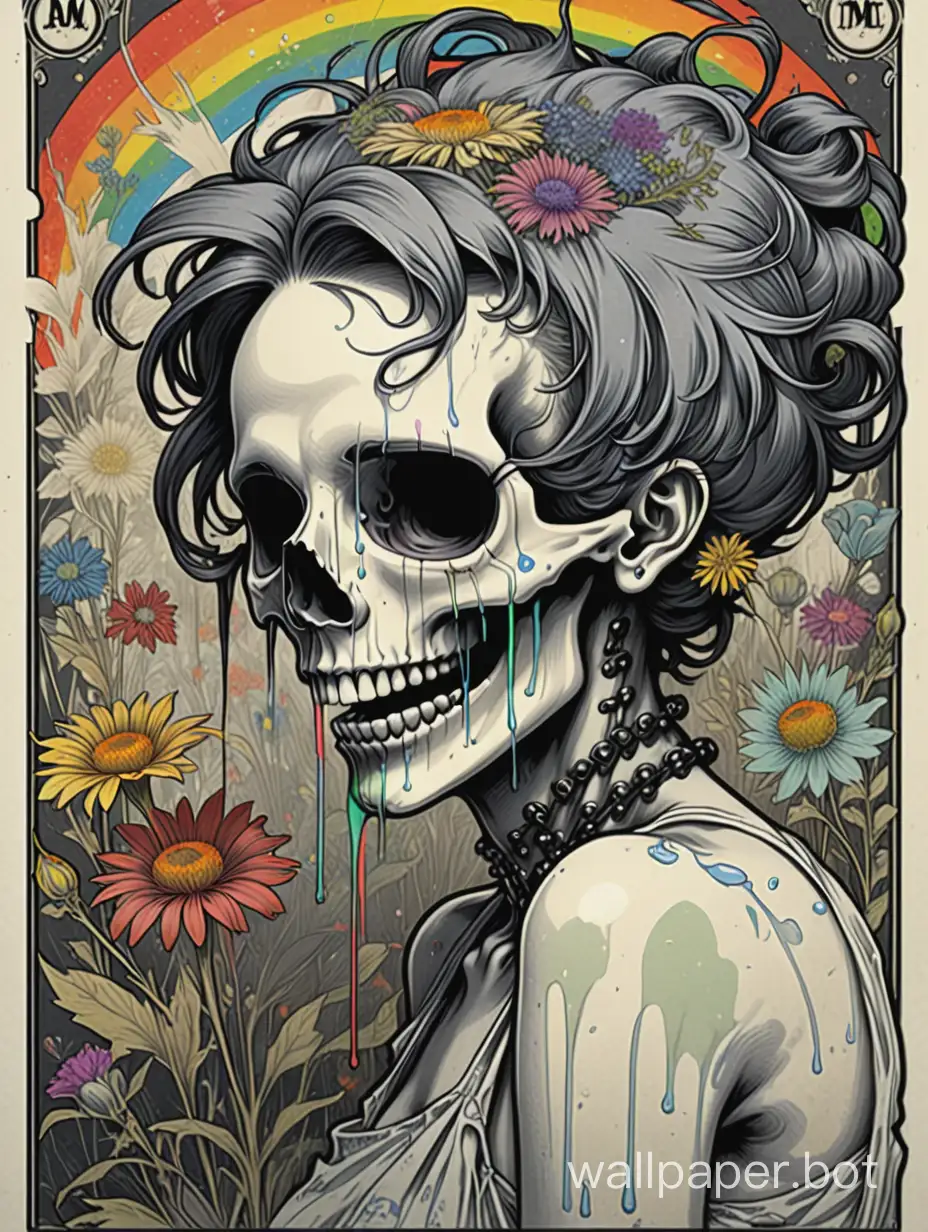 Gorgeous-Punk-Laugh-Horror-Skull-Face-with-Explosive-Rainbow-Wildflowers
