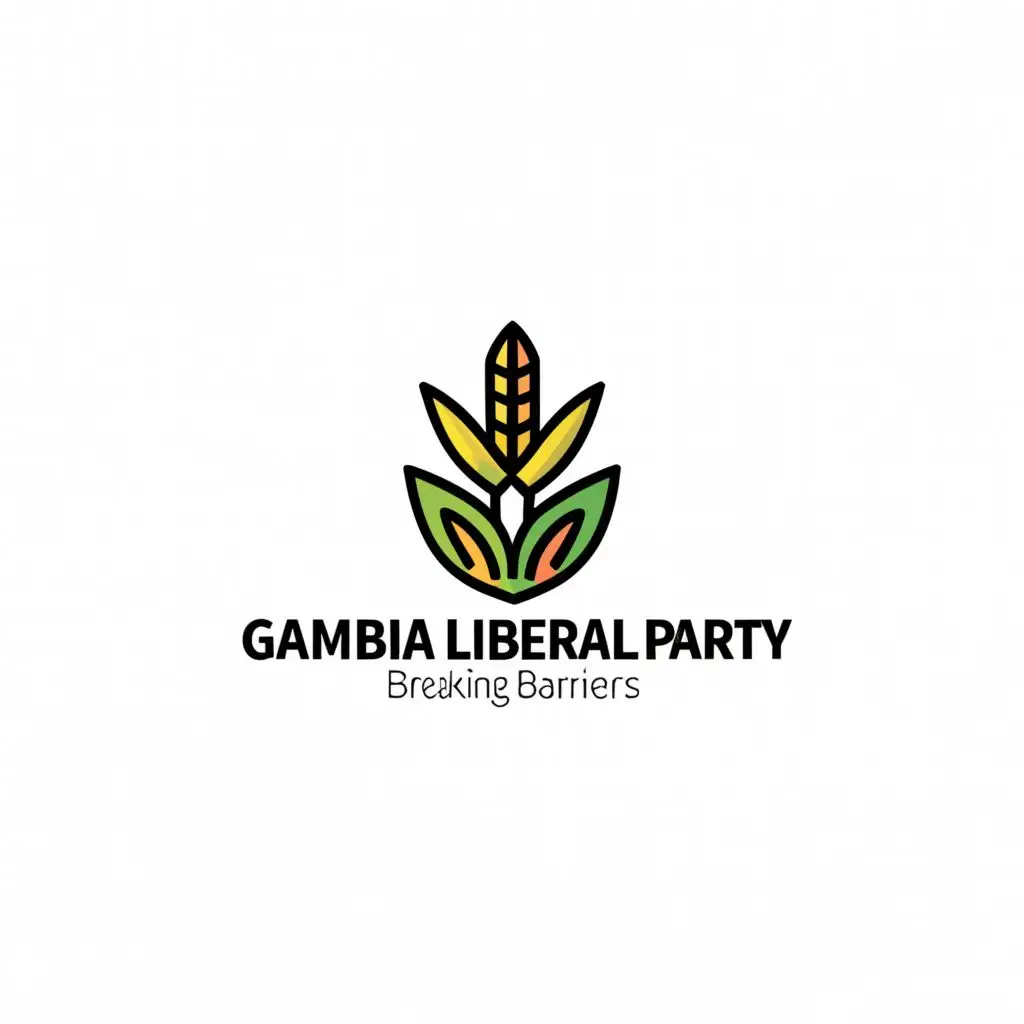 a logo design,with the text "GAMBIA LIBERAL PARTY  Breaking Barriers.  ", main symbol:Maize&scale,Moderate,clear background