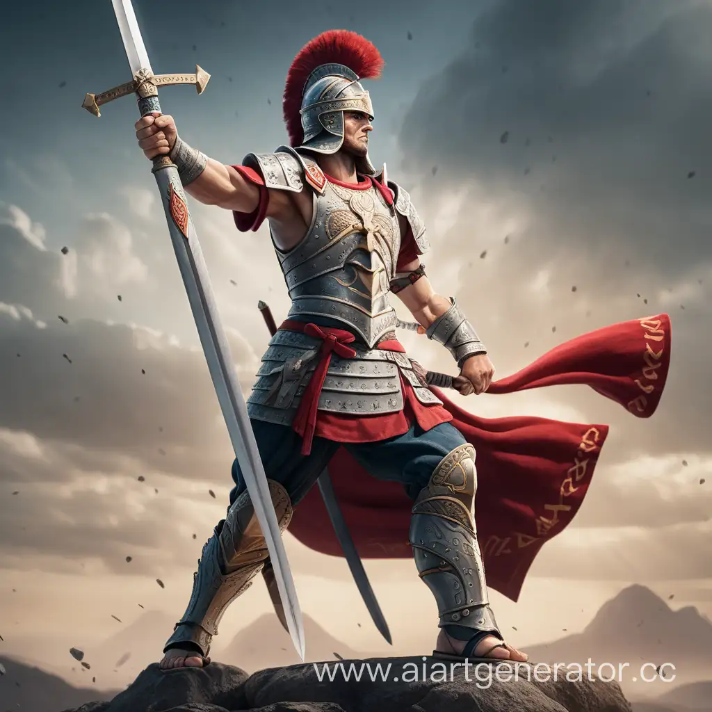 Triumphant-Warrior-Brandishing-Sword