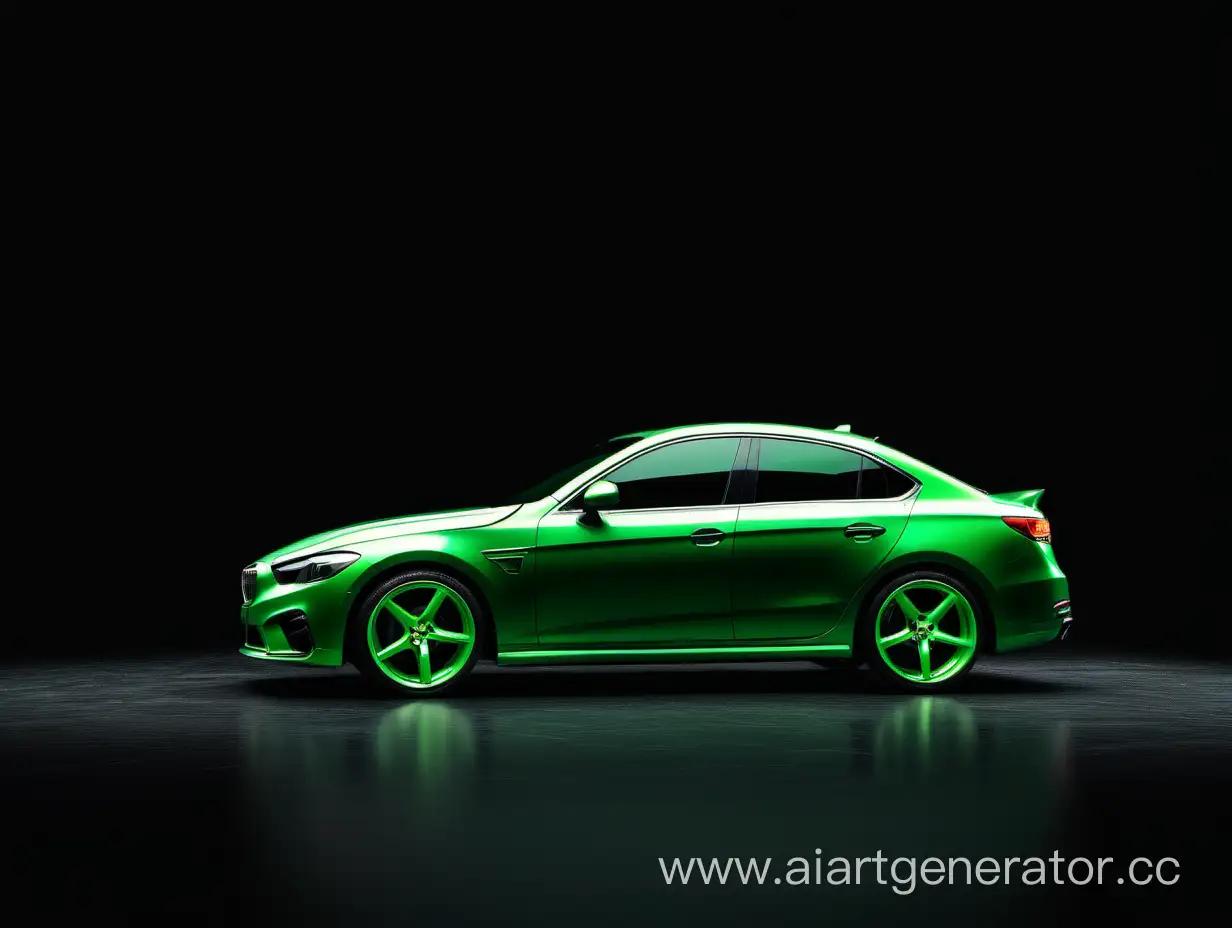 Dark-Background-with-Affordable-Green-Car
