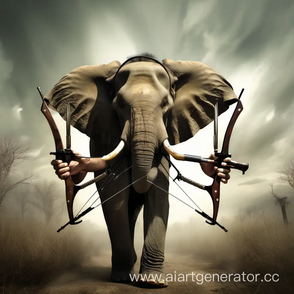 Elephant-Holding-Crossbow-Majestic-Wildlife-Art