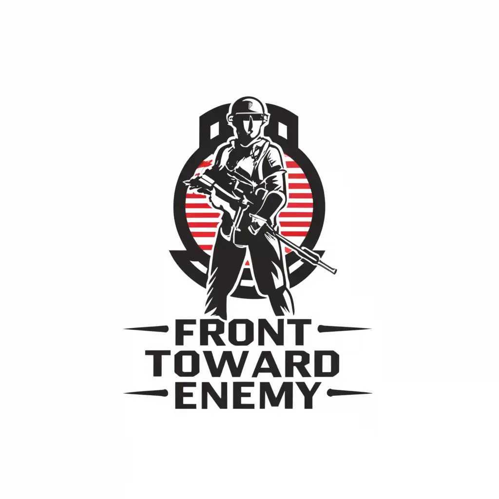 a logo design,with the text "Front Toward Enemy", main symbol:Front Toward Enemy,Moderate,clear background