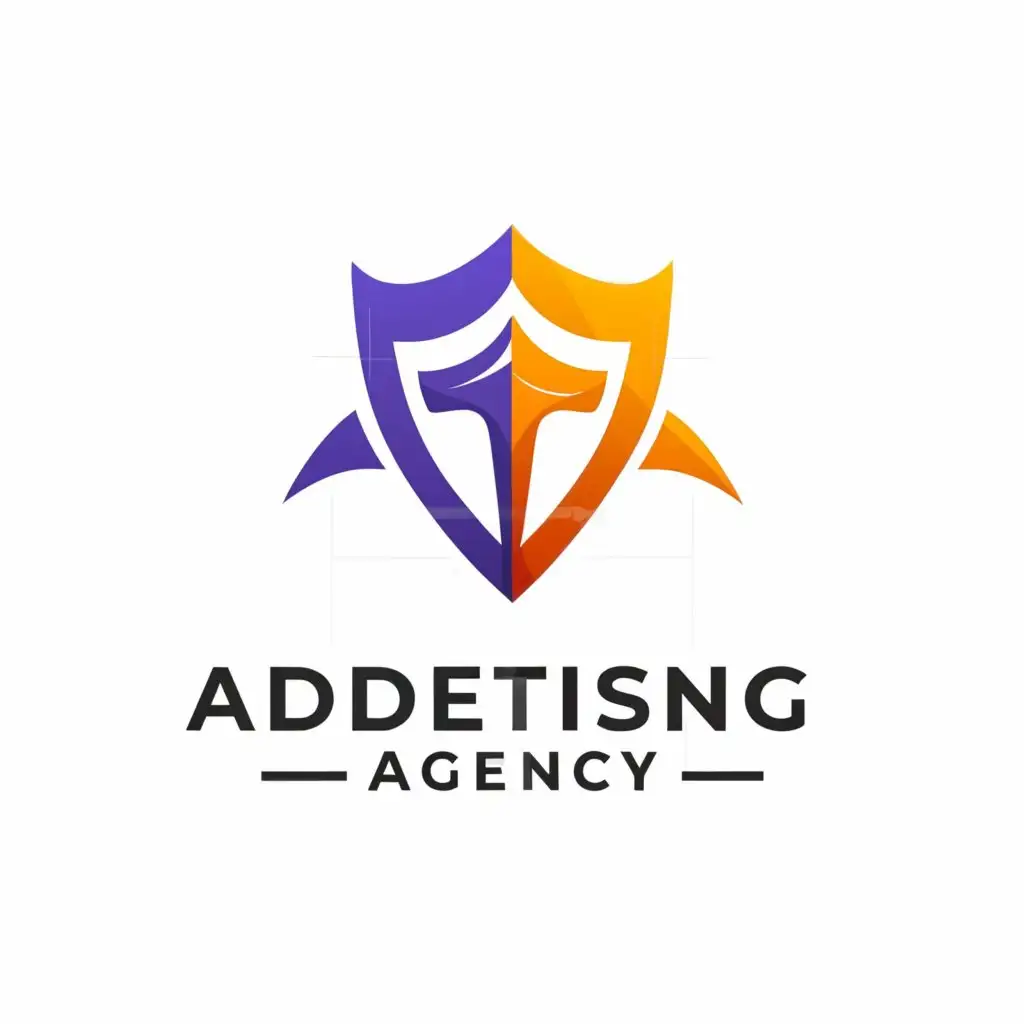 a logo design,with the text "ADVERTISING AGENCY", main symbol:shield sword,Moderate,clear background