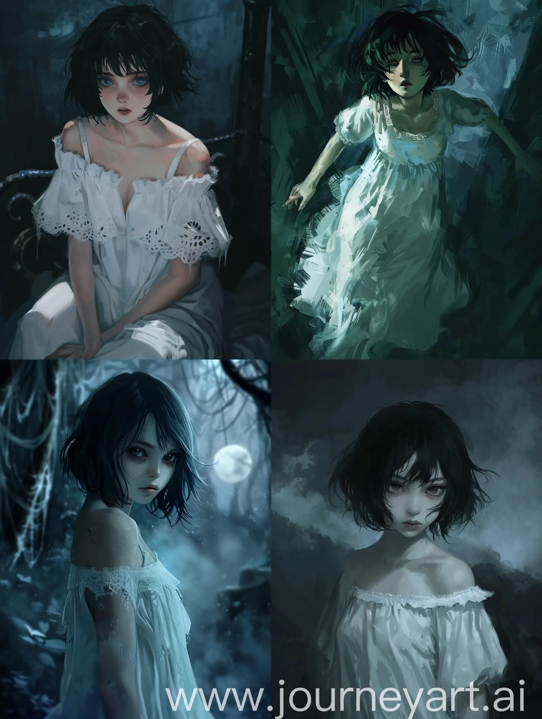 Courageous-Girl-in-White-Nightgown-Surviving-the-Dark-Fantasy-World