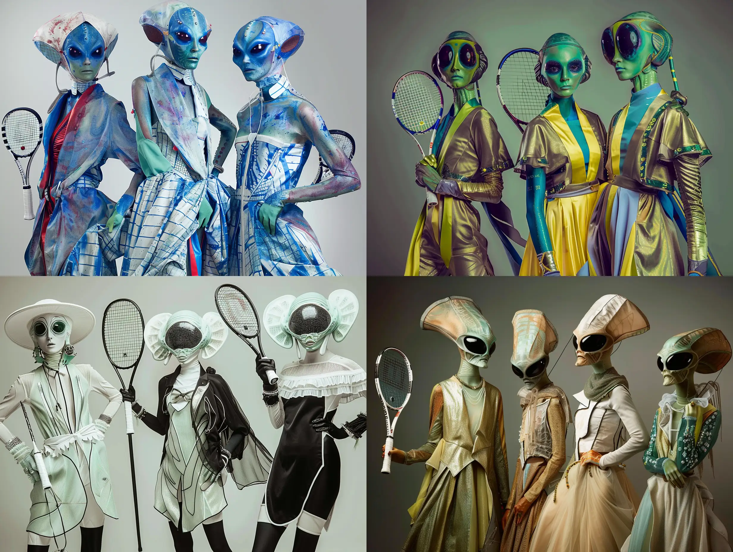 Extraterrestrial-HighFashion-Tennis-Photoshoot-with-Abstract-Haute-Couture-Attire