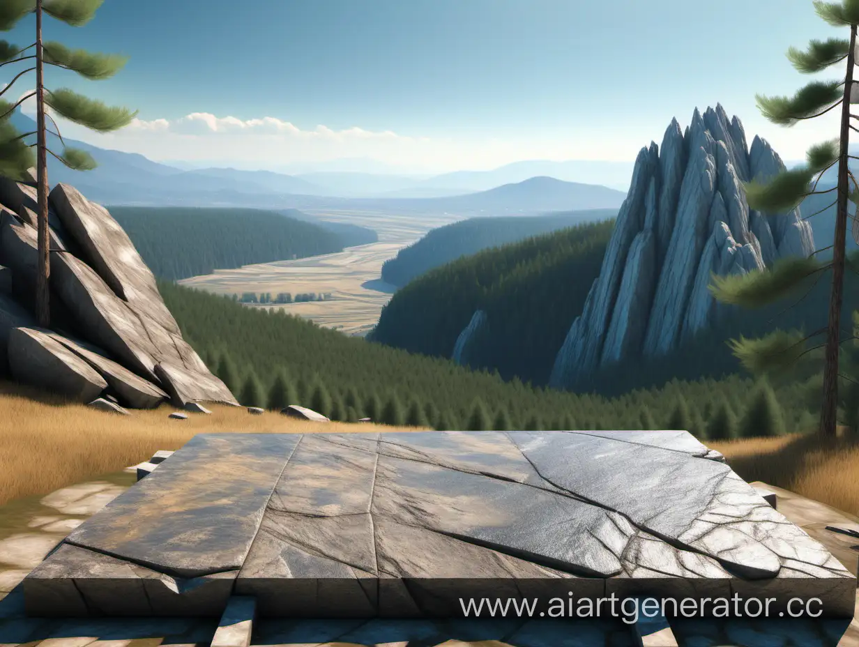 Vivid-Realistic-Landscape-Stone-Platform-Overlooking-Mountain-Fields
