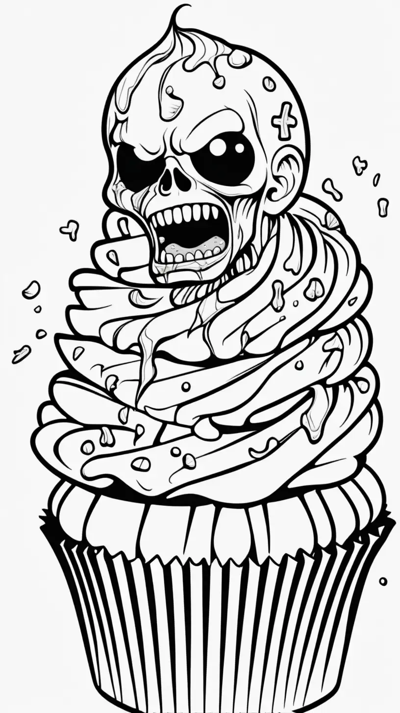 Zombie Cupcake Cross Breed Coloring Book Vector Image