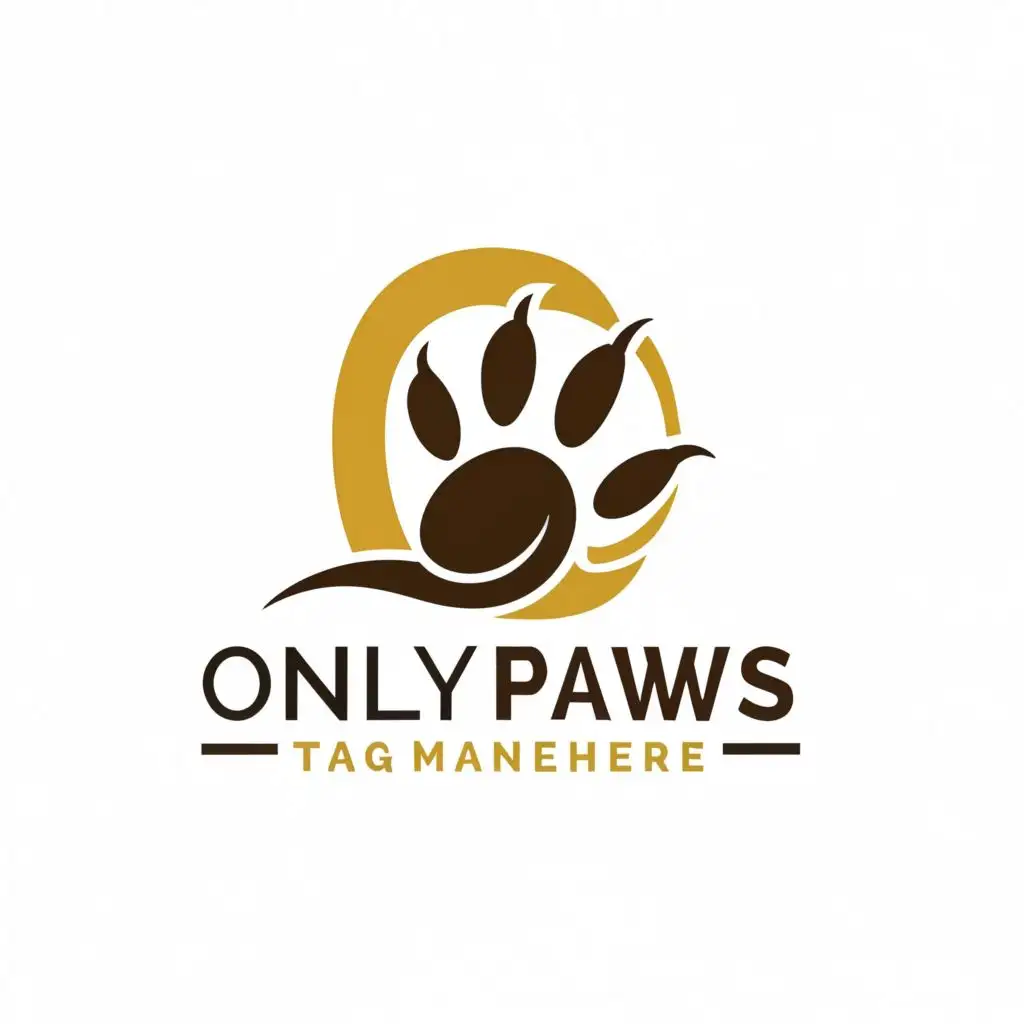 logo, Letter O cobined with a paw that looks like a paw, with the text "Only paws", typography, be used in Animals Pets industry