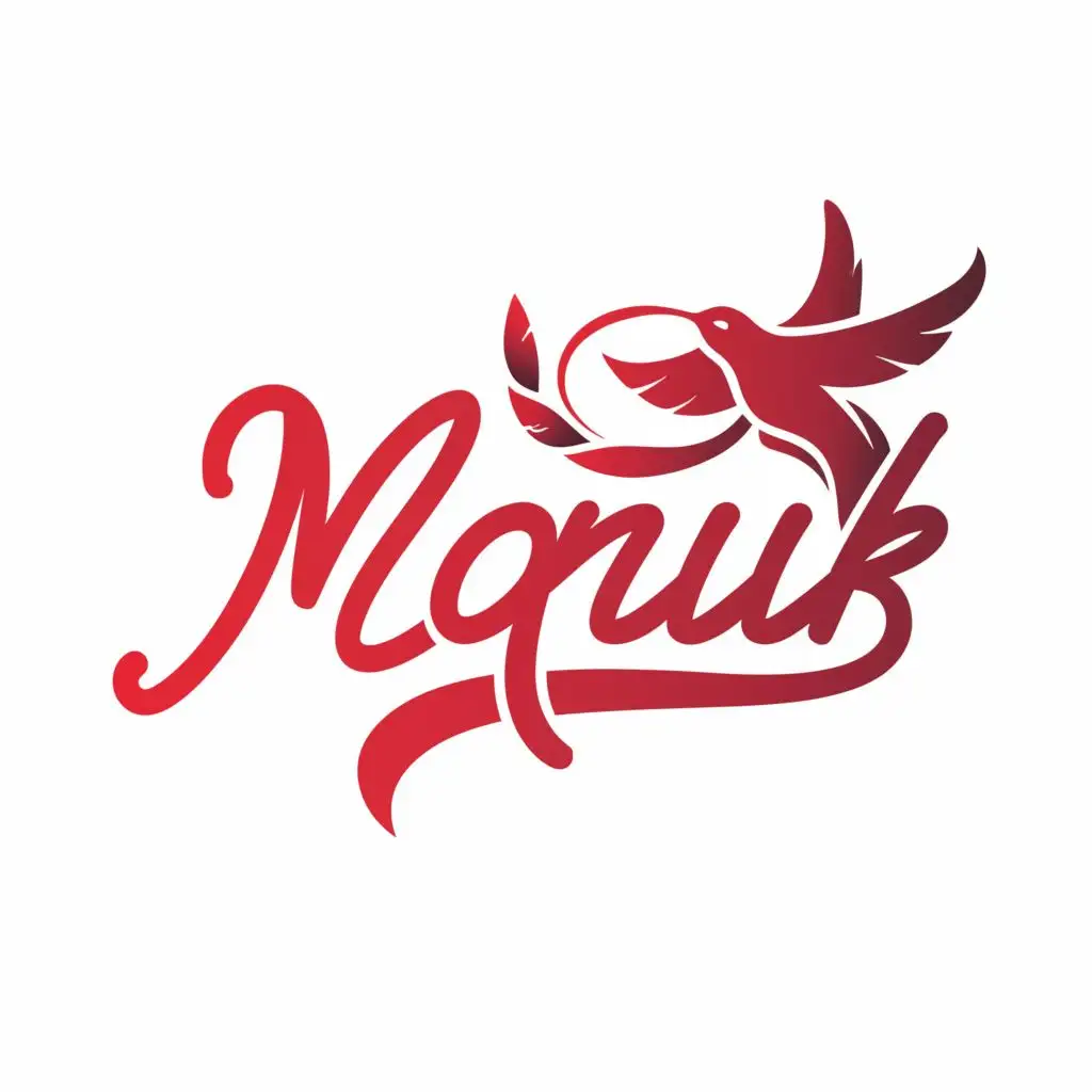 logo, Twither bird but color is red, with the text "Manuk", typography, be used in Events industry